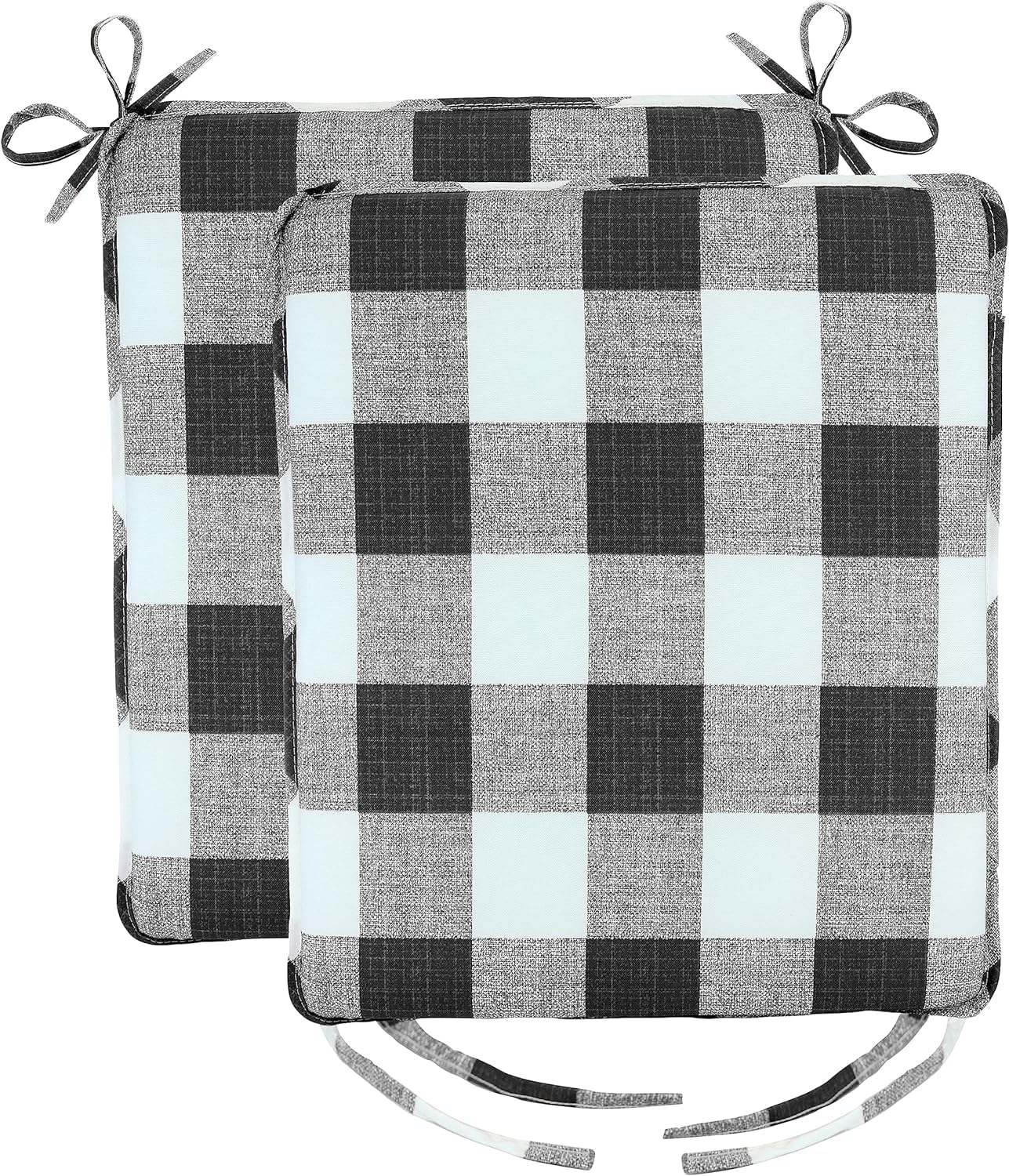 Klear Vu Porch Rocking Chair Cushion Set for Indoor and Outdoor Use, Assembled in The USA, Easy to Clean Stylish Seat and Back Pads with Fabric Ties, 20" x 17" x 2", Jurby Black/White
