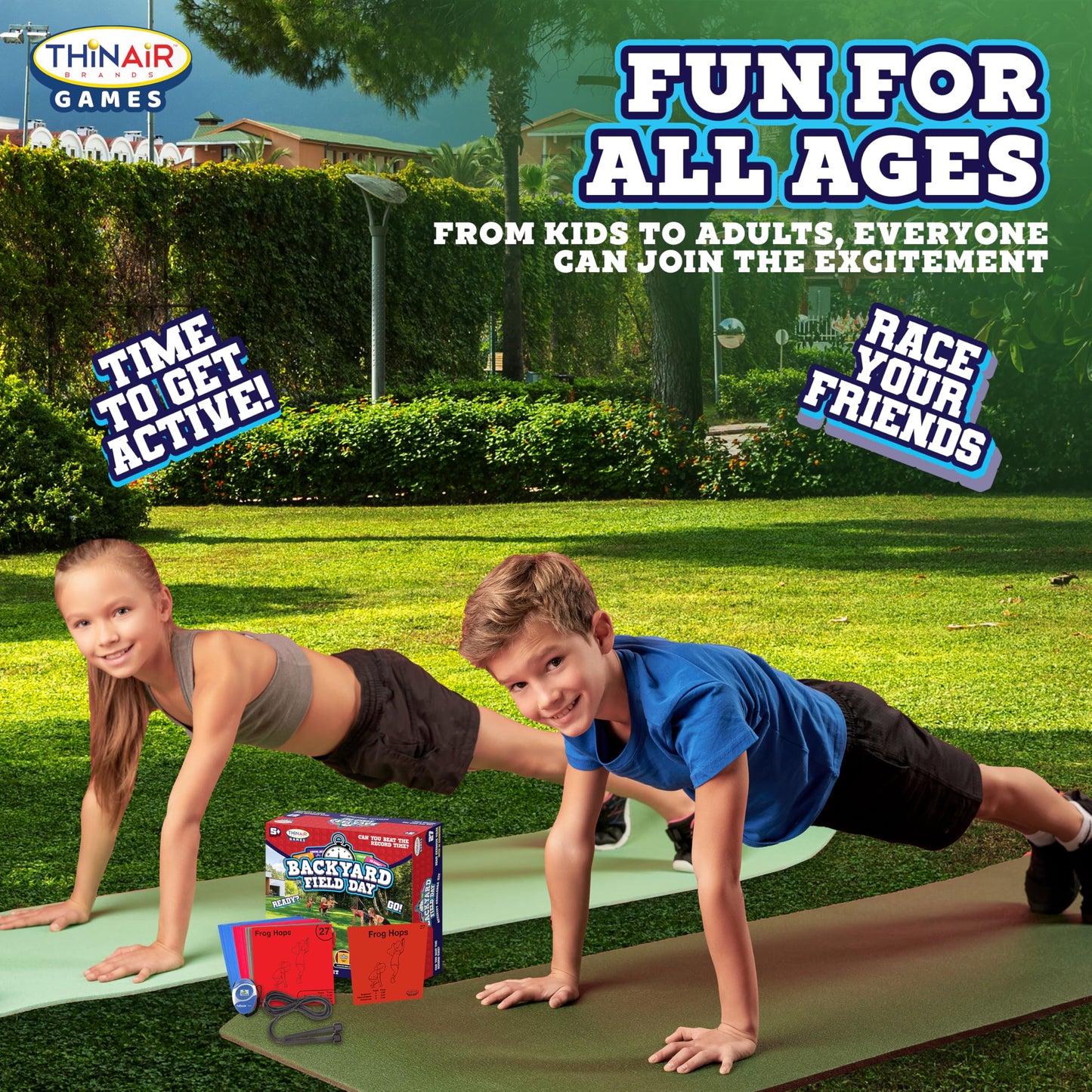 Backyard Field Day Obstacle Course Game – 27 Double-Sided Foam Challenge Tiles with 54 Kid-Friendly Exercises, Stopwatch, Jump Rope & Carry Bag – Outdoor Fitness Fun for Kids & Families