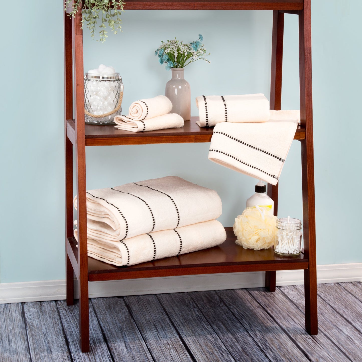 Lavish Home 6 Piece Bathroom Towels Set - 525GSM 100% Cotton Bathroom Essentials - 2 Bath Sheets, 2 Hand Towels, and 2 Wash Cloths for Bath, Shower, Gym, Spa, and Dorm Room (Beige)