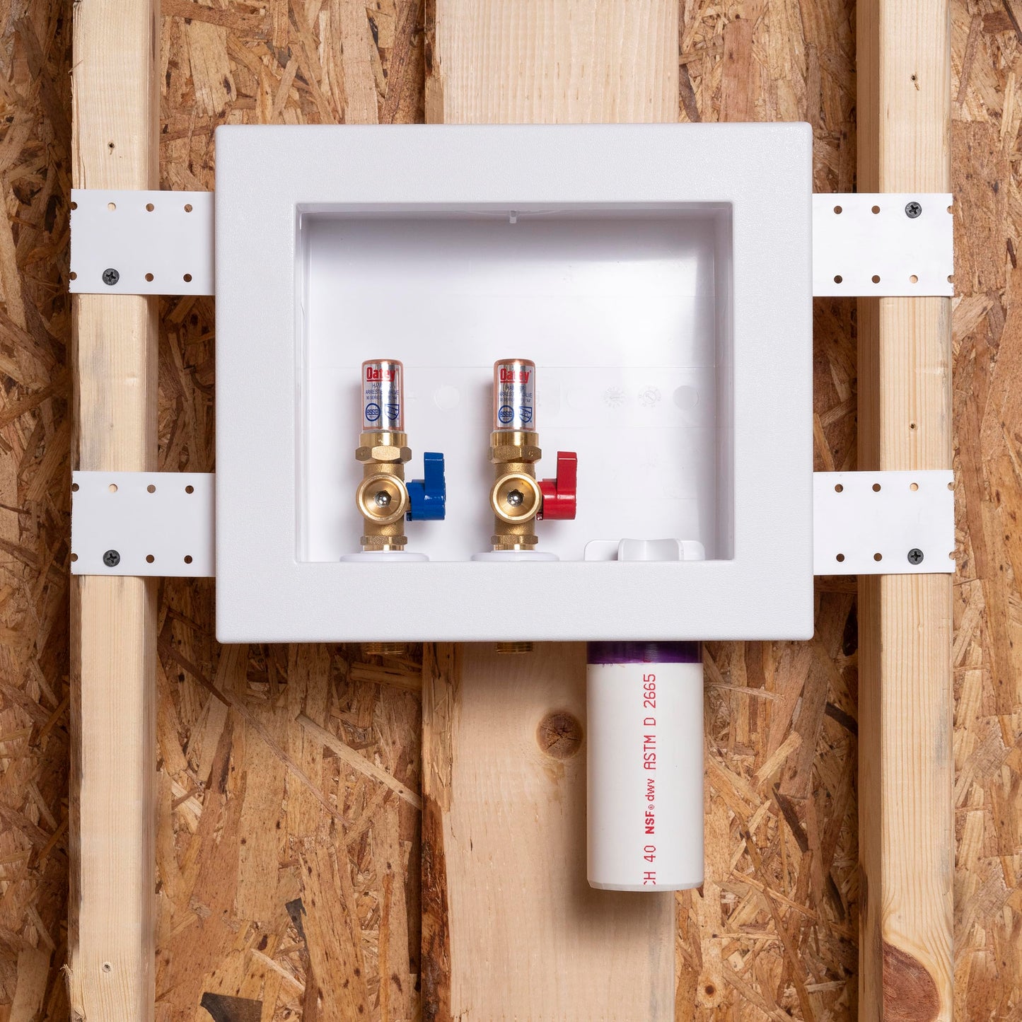 Oatey 38569 Quadtro Washing Machine Outlet Box, Hammer Arrestors, 1/4 Turn, Copper