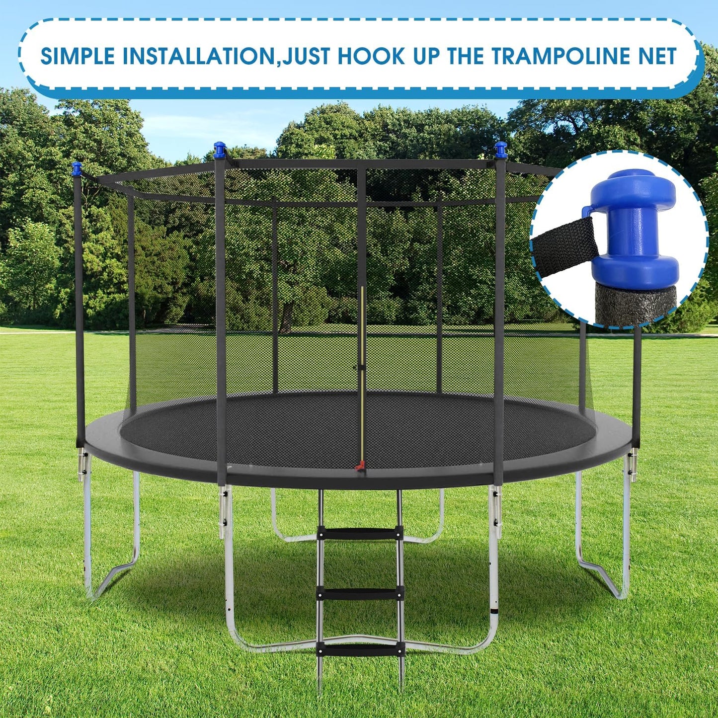 8 Universal Trampoline Enclosure Net Poles, Trampoline Poles Replacement and Hardware Fits 8 Straight Poles Round Frame