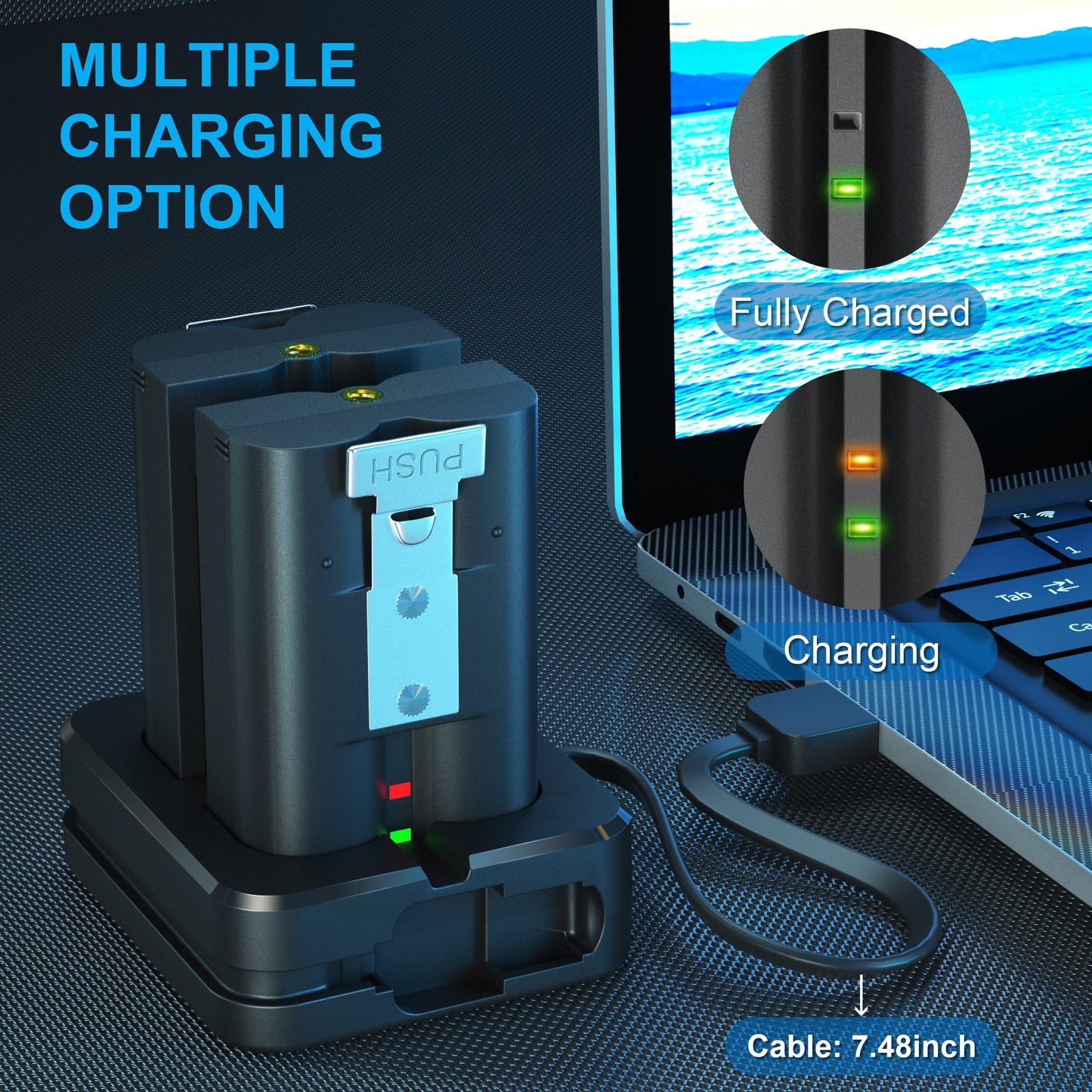 2 Packs 6040mAh Rechargeable Battery and Dual USB Charging Station Compatible with Ring, for Video Doorbell 2/3/4 and Spotlight Cam Battery 3.65V Lithium-Ion Batteries (Not for Stick Up Cam)