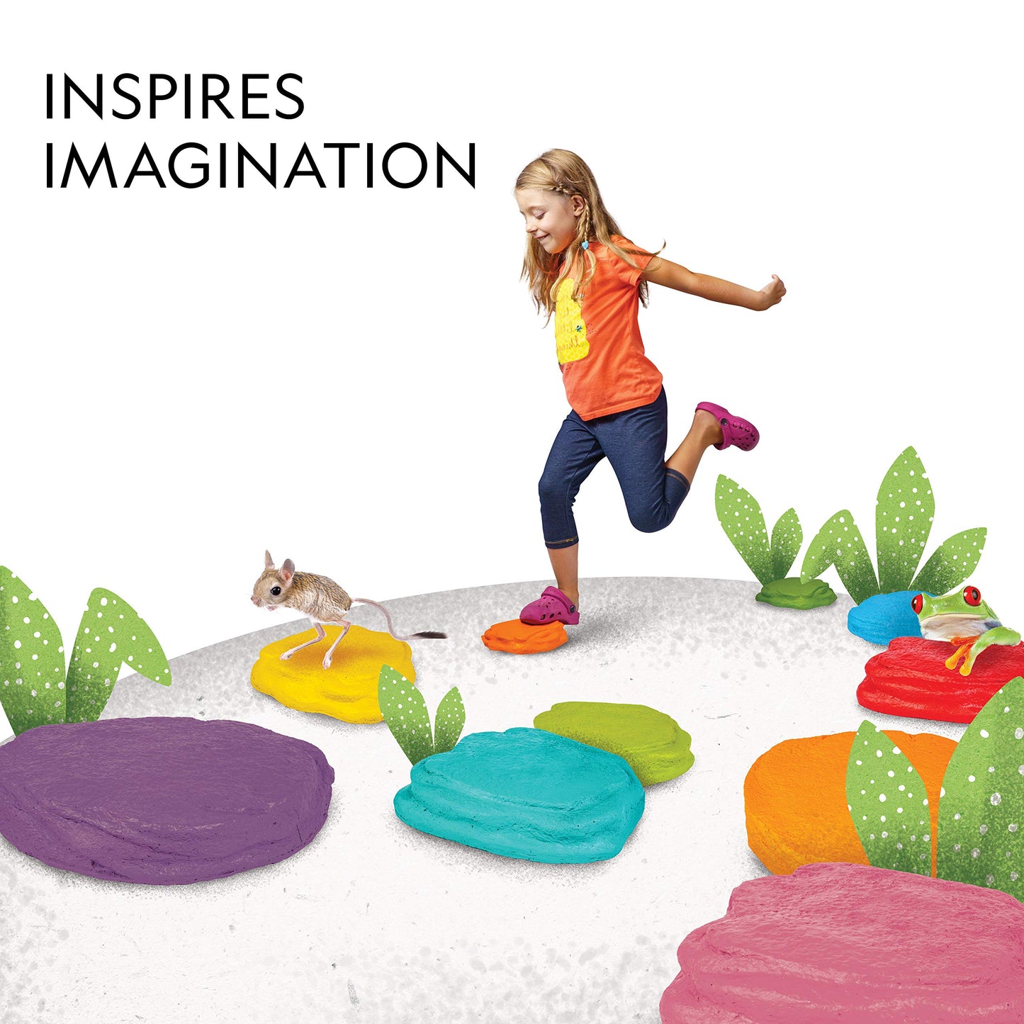 NATIONAL GEOGRAPHIC Stepping Stones for Kids 10 Durable Stones Encourage Toddler Balance & Gross Motor Skills, Indoor & Outdoor Toys, Toddler Stepping Stones, Balance Stones, Kids Obstacle Course