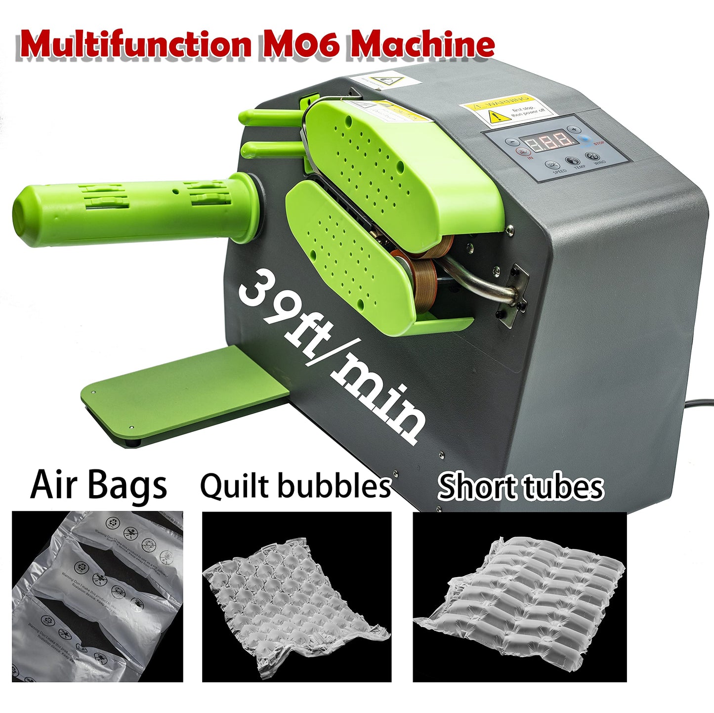 LDS High Speed 39Ft/Min max Air Cushion Machine Air Pillow Maker Air Bags Packing Machine Air Cushion max Heating Up Fastly in 30 Seconds M06 (D10)