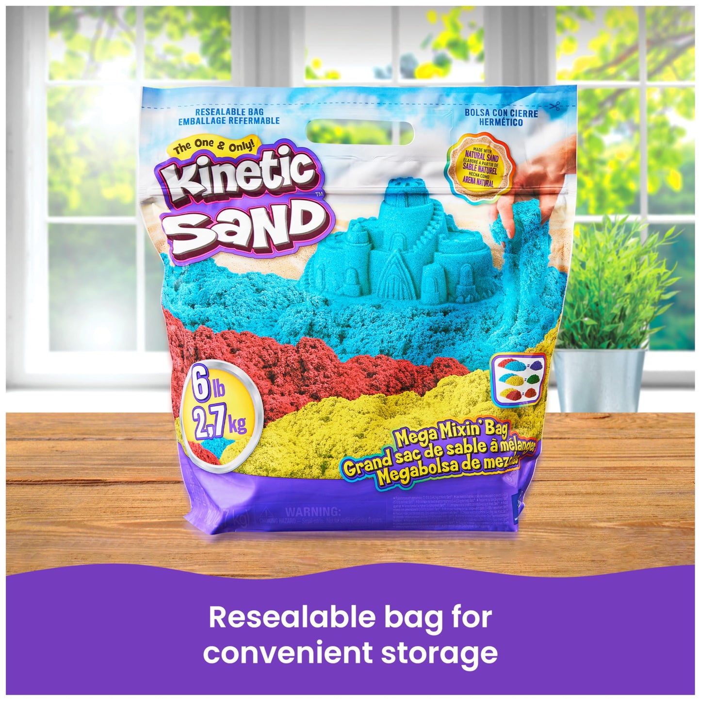 Kinetic Sand, 6lbs Mega Mixin’ Bag, Easter Basket Stuffers, Includes Moldable Red, Yellow & Blue Play Sand, Amazon Exclusive (Packaging May Vary)