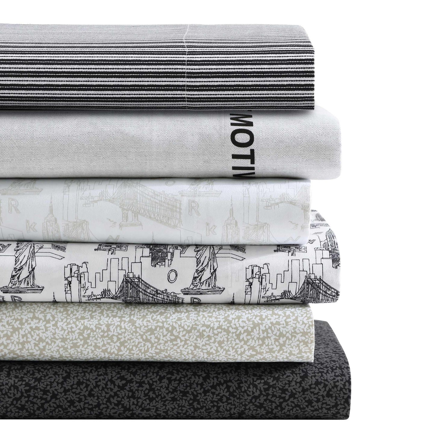 Kenneth Cole - King Sheet Set, Wrinkle-Resistant Bedding, Deep Pockets - Bed Sheets with Matching Bonus Pillowcases & Fitted Sheet (Twill Stripe Texture Black)