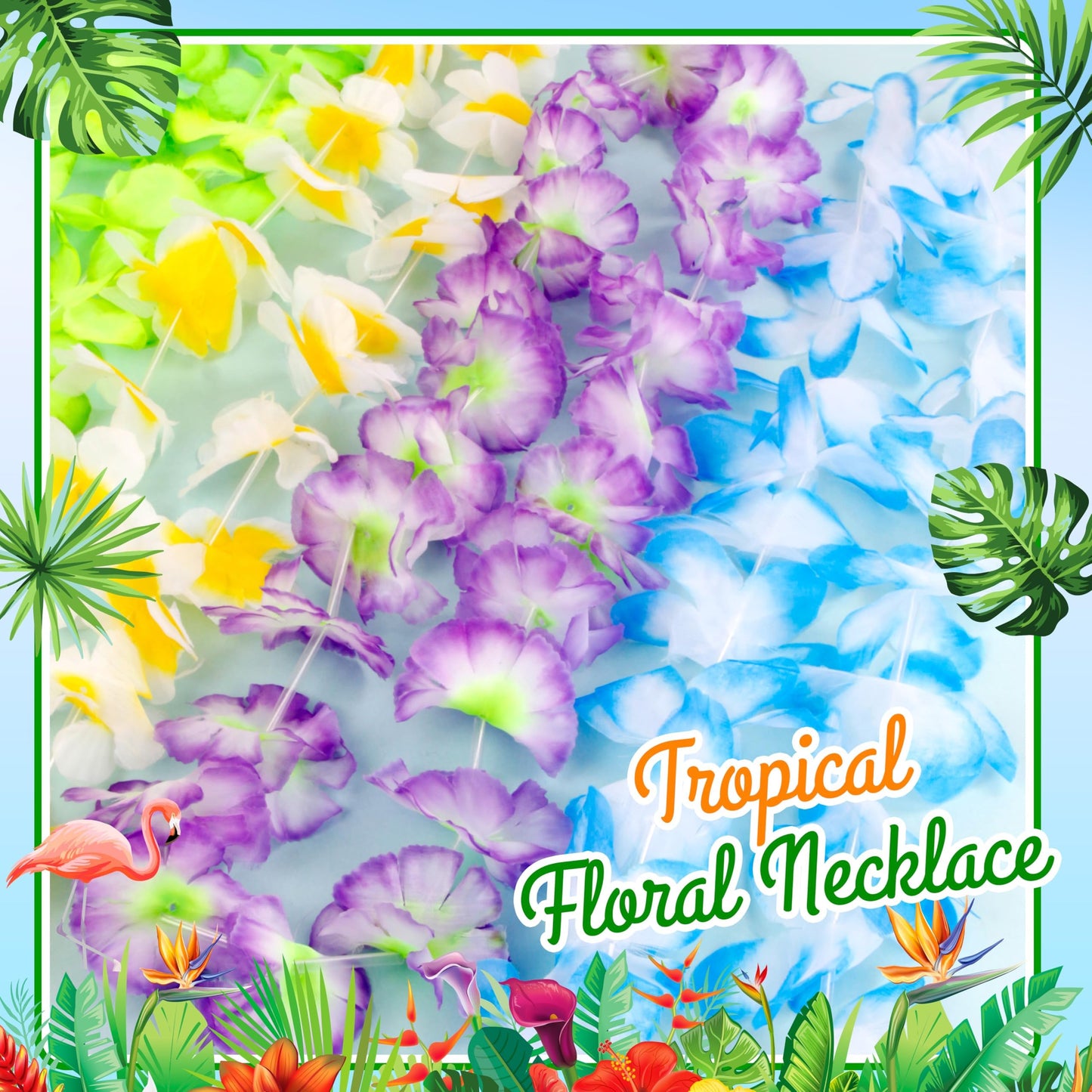 AMAZING TIME 200 Count Hawaiian Lei Bulk, Tropical Luau Hawaii Theme Silk Flower Necklace, Party Favors for Beach Holiday Wedding Birthday Party, Aloha Summer Party Decorations