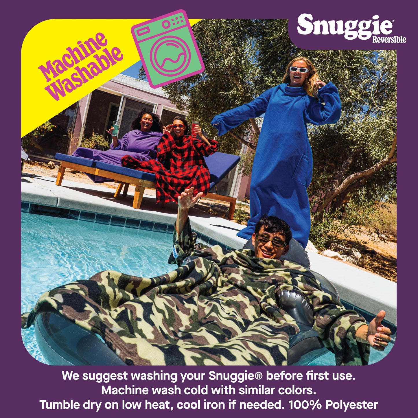 Snuggie The Original Wearable Blanket With Sleeves & Pockets | Reversible Throw for Adult Men & Women, Machine Washable, Gift for Holidays, As Seen on TV | One Size, Tie Dye/Purple, 71 x 54