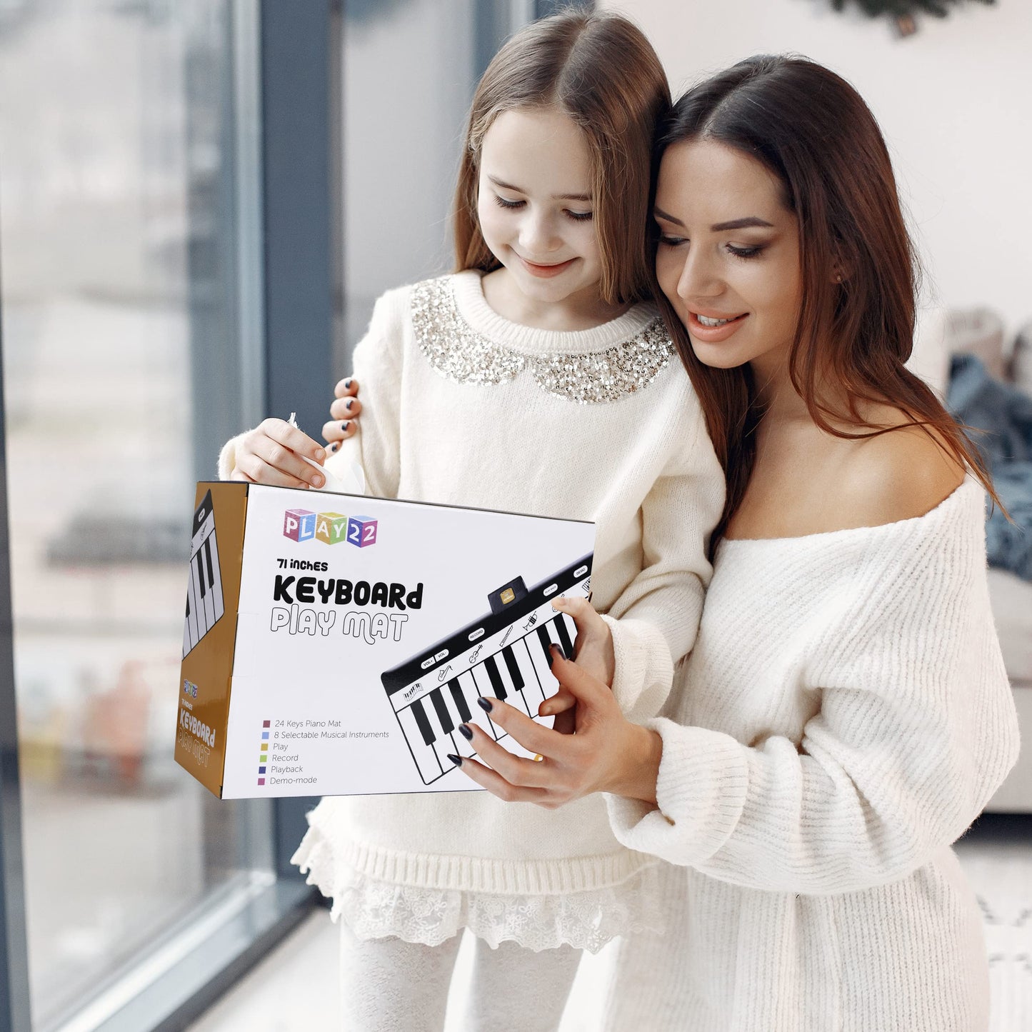 Play22 6 Ft. Floor Piano Mat for Toddlers - 24 Keys Piano Play Mat for Kids - Keyboard Playmat has Record, Playback, Demo, Play, Adjustable Vol. - Best Piano Gift for Boys & Girls