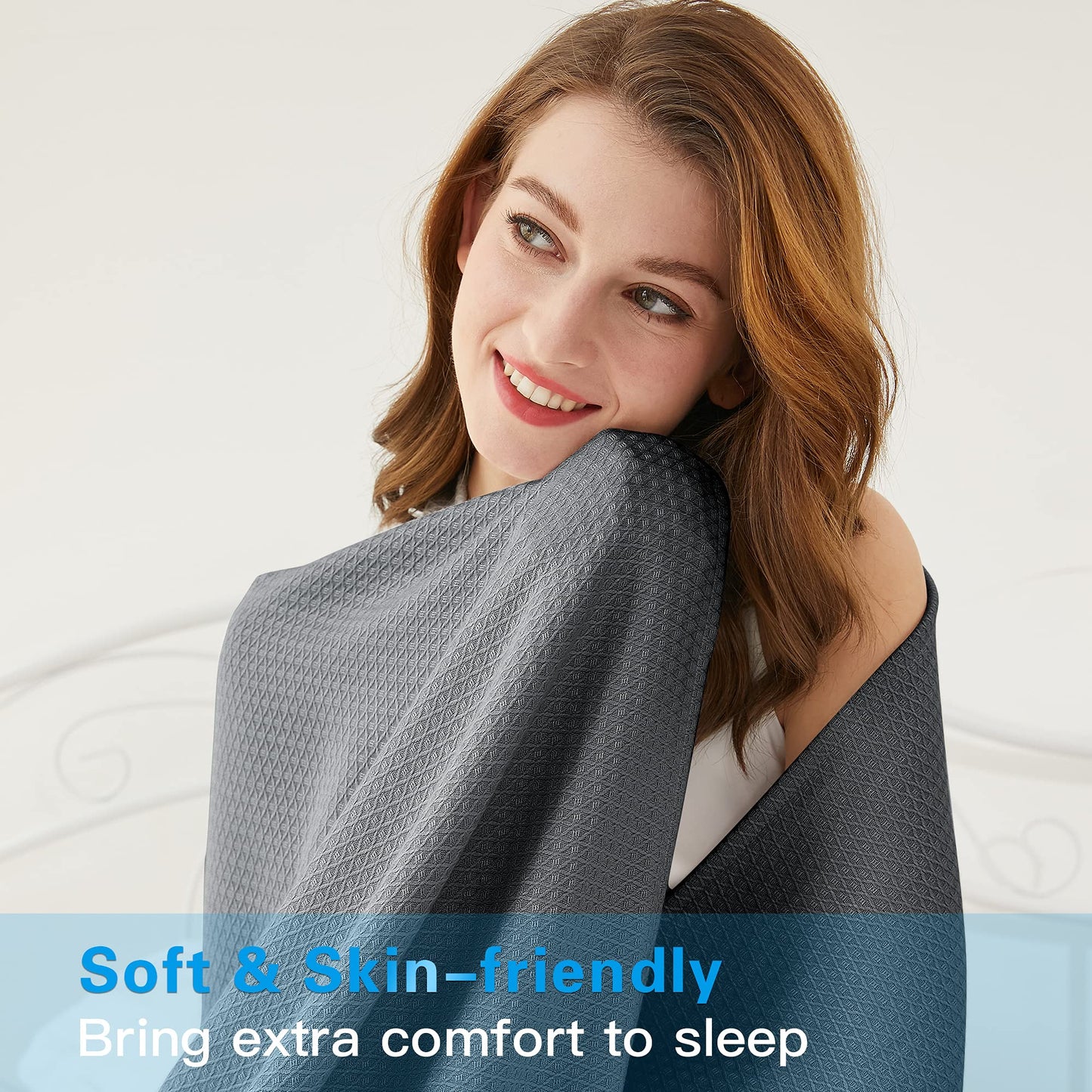 AmyHomie Cooling Blanket King Size, 100% Rayon Derived from Bamboo, Cool Summer Blanket for Hot Sleepers, Soft Comfy Lightweight Blankets for All Seasons (Dark Gray, 90×108in)
