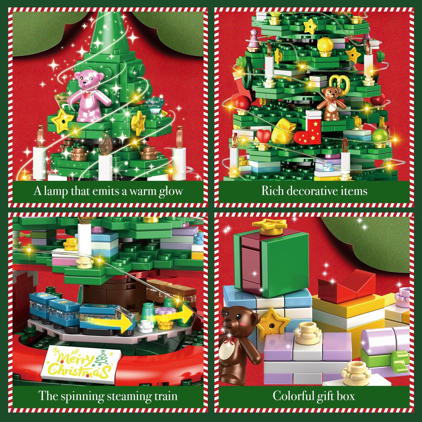 Christmas Tree Building Set for Kids, Christmas Tree 2025 Collectible Holiday Building Block Home Decor, Ornaments for Boys, Girls and Adults, 888Pcs, Deep Green
