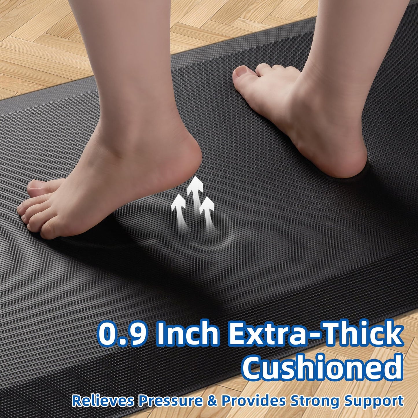 2 PCS Anti Fatigue Kitchen Mats for Floor, 9/10 Extra Thick Cushioned Standing Desk Mat, Comfort Memory Foam Ergonomic Kitchen Rugs and Mats Non-Slip Waterproof for Office, Kitchen, 20"x32"+20"x32"