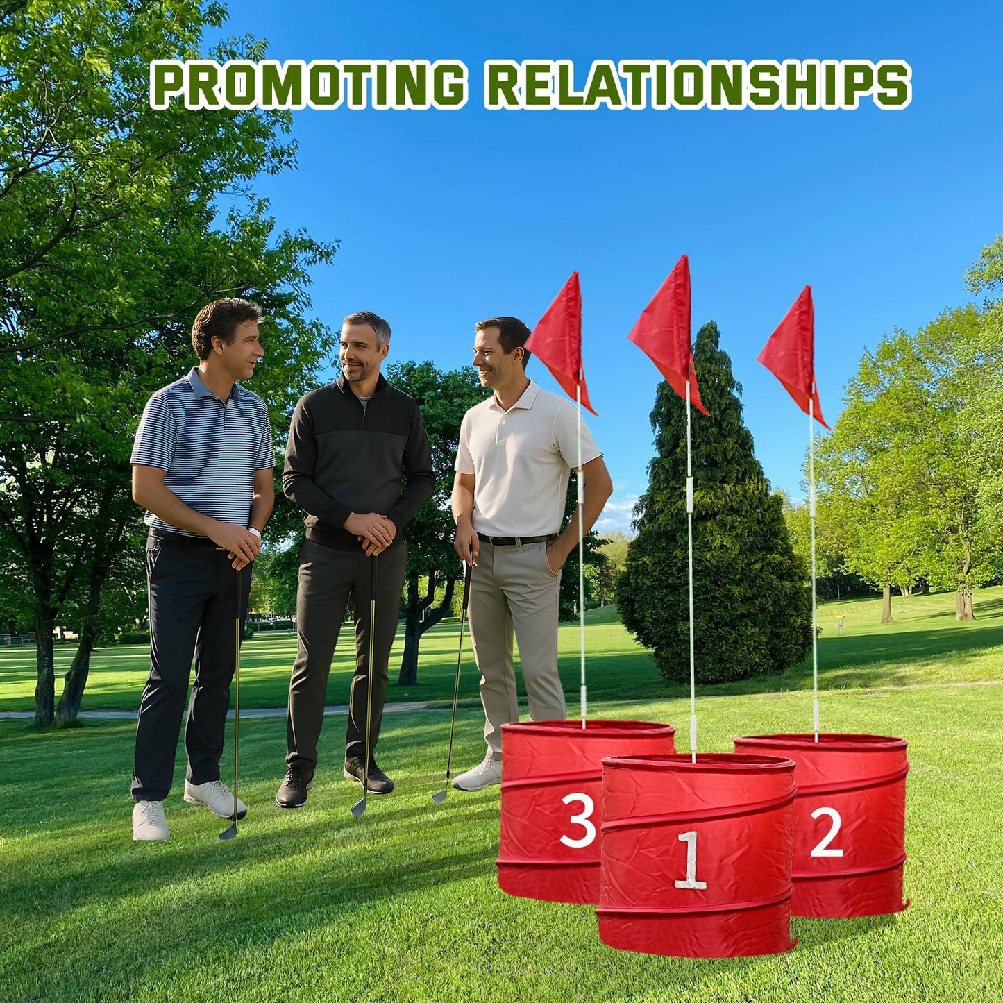 WodGod 9Pcs Holes-Outdoor Backyard Golf Game Set,Outdoor Yard Golf Chipping Game with 2 Clubs,Ball and Flag,Fun for All Crowd, Perfect for Beach,Park,Lawn and Camping