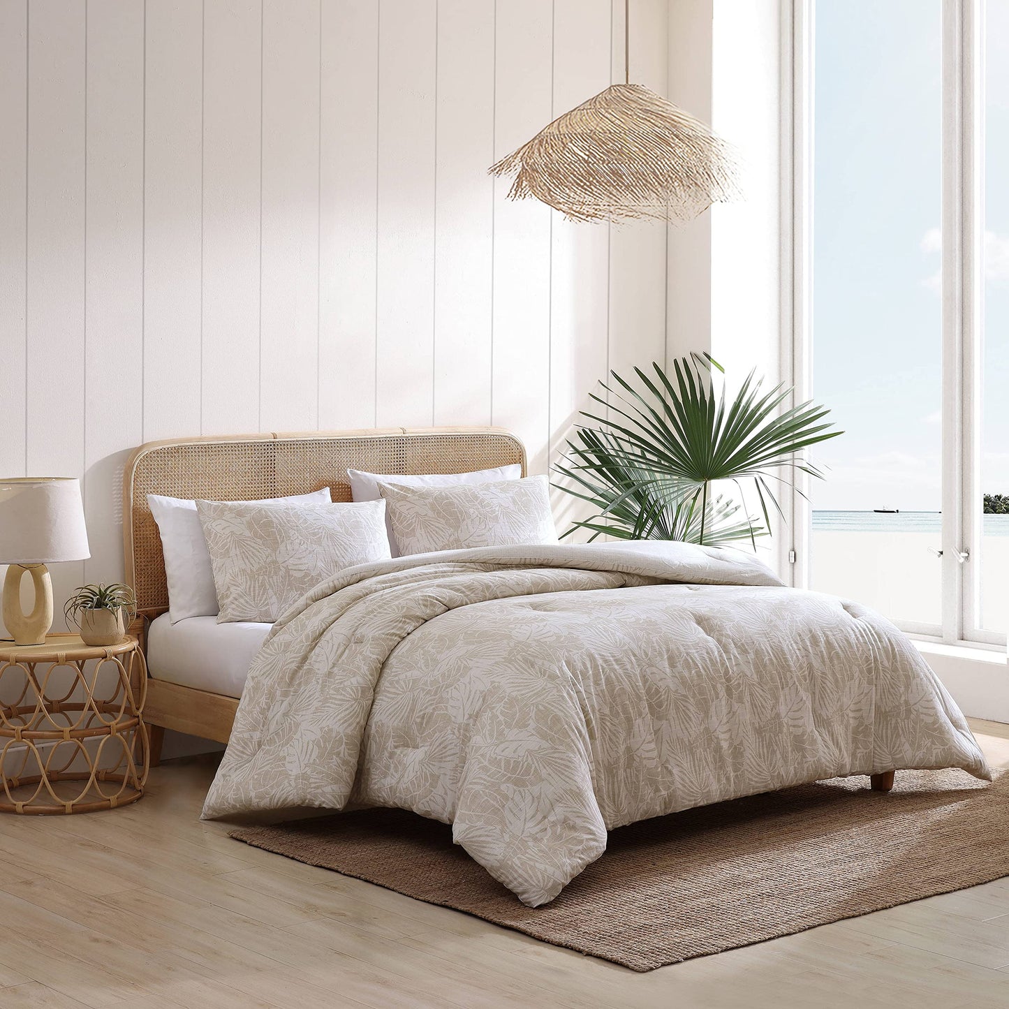 Tommy Bahama - Queen Duvet Cover Set, Reversible Cotton Bedding Set with Matching Shams, Coastal Inspired Bedding Essentials (Costa Blanca Beige, Queen)