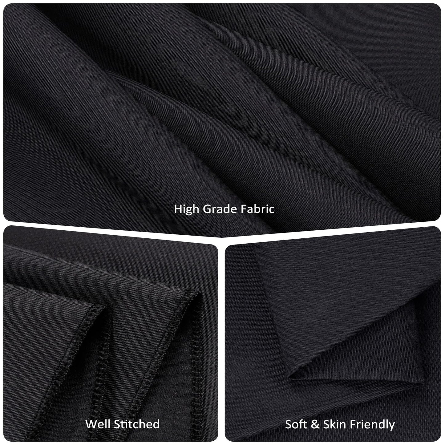 8 Packs 90 Inch Black Round Tablecloth in Diameter, Washable Polyester Fabric Tablecloths, Wrinkle Resistant Table Cloth for Wedding Party Banquet Dining