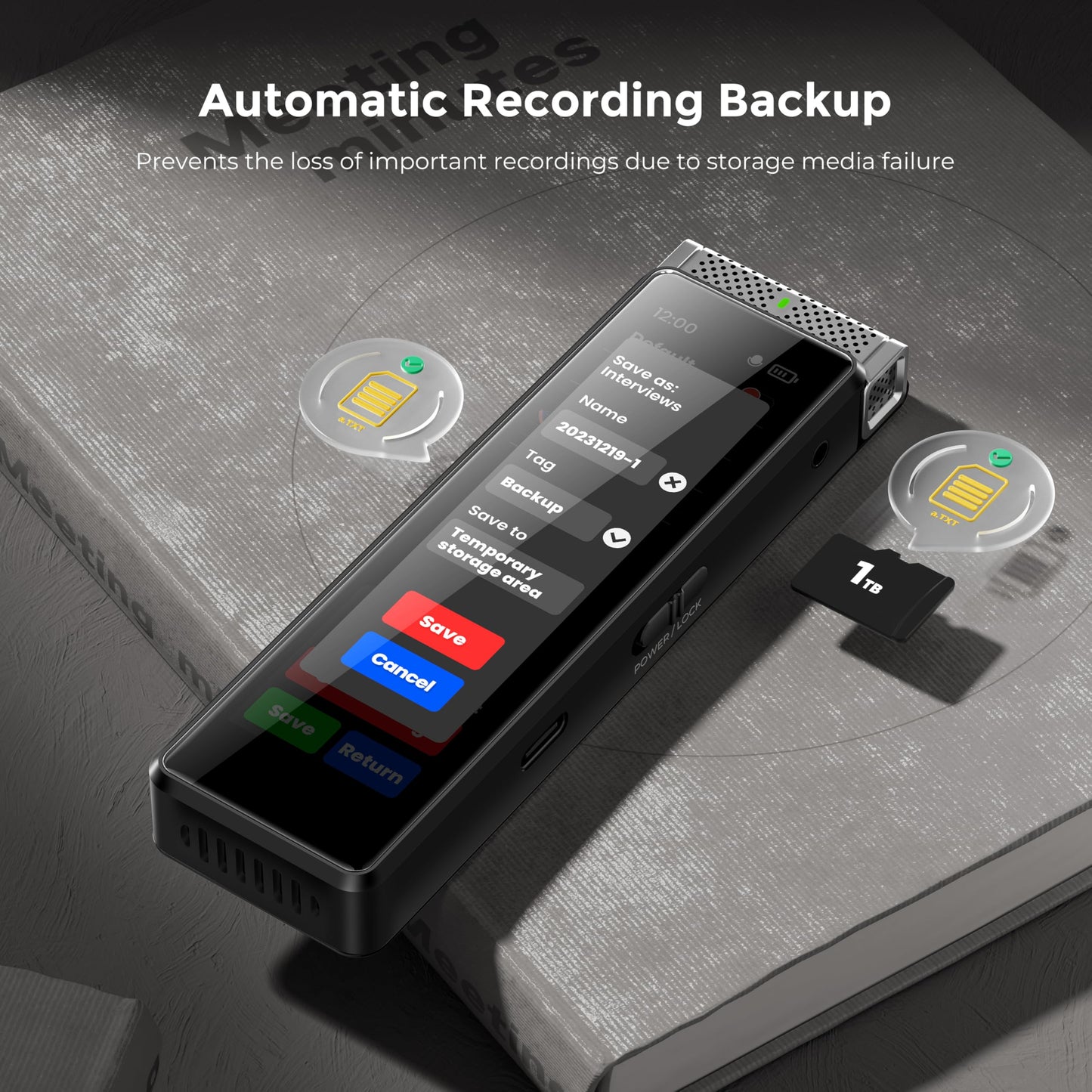 72GB Digital Voice Recorder with Playback, Innioasis R1 Full Touchscreen Voice Recorder with AI Intelligent Transcription and Bluetooth, Voice Activated Sound Audio Recorder Device with Mic (Black)