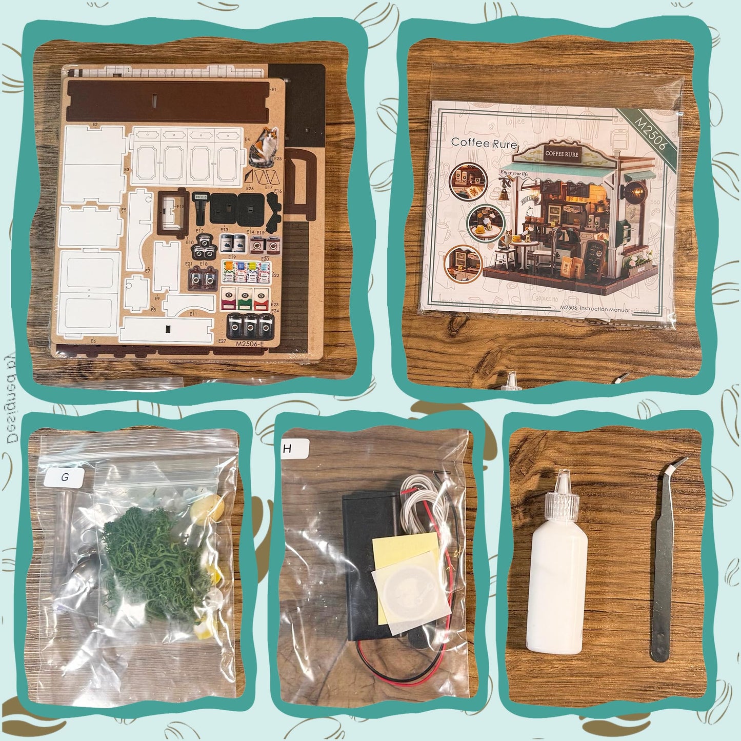 Soothee DIY Miniature Coffee Shop Kit, 3D Wooden Puzzle for Adults and Teens, Book Nook Bookshelf Decor with LED Light, 14+ Years