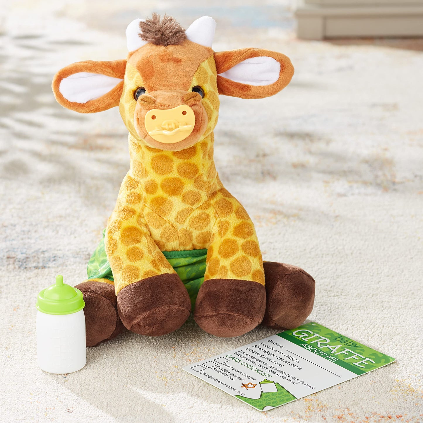 Melissa & Doug 11-Inch Baby Giraffe Plush Stuffed Animal with Pacifier, Diaper, Baby BottleToddler Animal Toys Ages 18+ Months