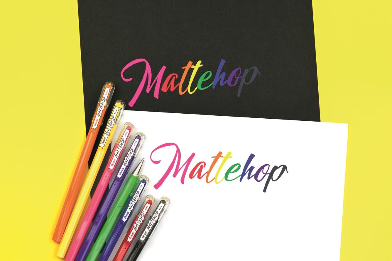 Pentel MATTEHOP Color Gel Pen Set, 1.0 mm, 21 Colors, Metal Box (K110-V21ST)