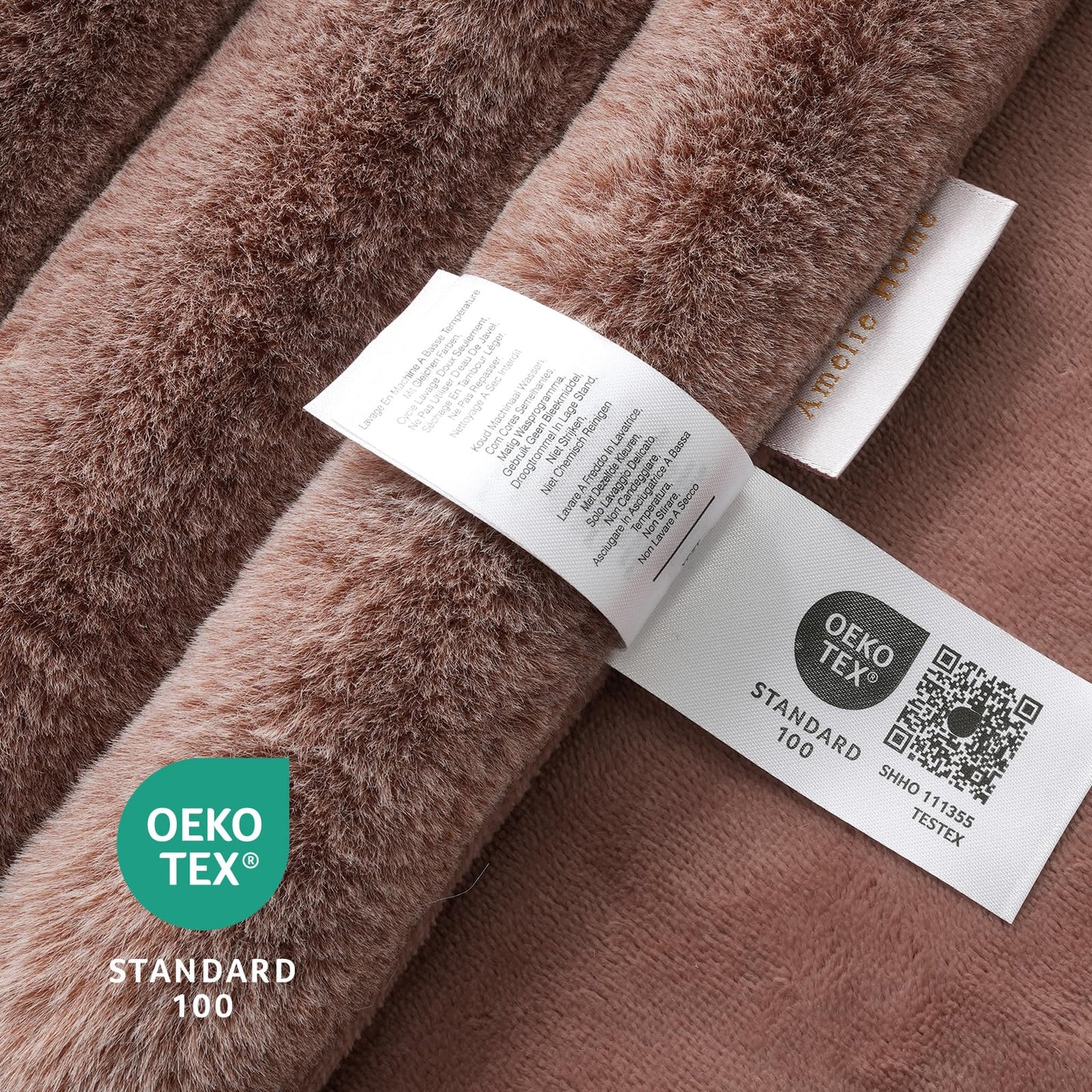 Amelie Home Faux Fur Throw Blanket for Couch, Ultra Cozy Fuzzy Fluffy Fur Luxurious Soft Striped Plush Gift Blankets for Family Sofa Chair Bedroom, 55"x70", Ionic Fox Brown