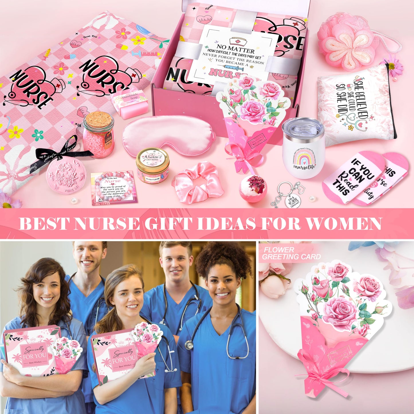 Nurse Gifts for Women, Nurses Day 2026 Gift, Nurses Week Gift Nurse Appreciation Gifts Set, Get Well Soon Care Package Relaxing Spa Set, Thank You Box for Nursing, RN, Nur se Practitioner