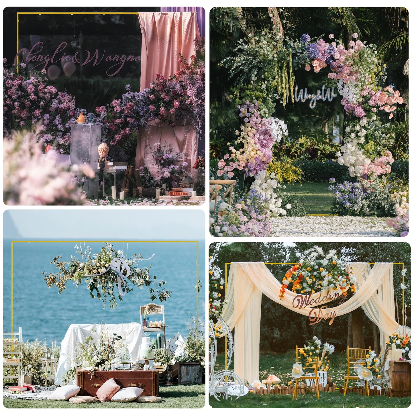 Wokceer Wedding Arch Backdrop Stand Square 8 x 8 FT Wedding Arches for Ceremony Metal Balloon Arch Frame for Wedding Birthday Party Garden Arbor Anniversary Event Decor