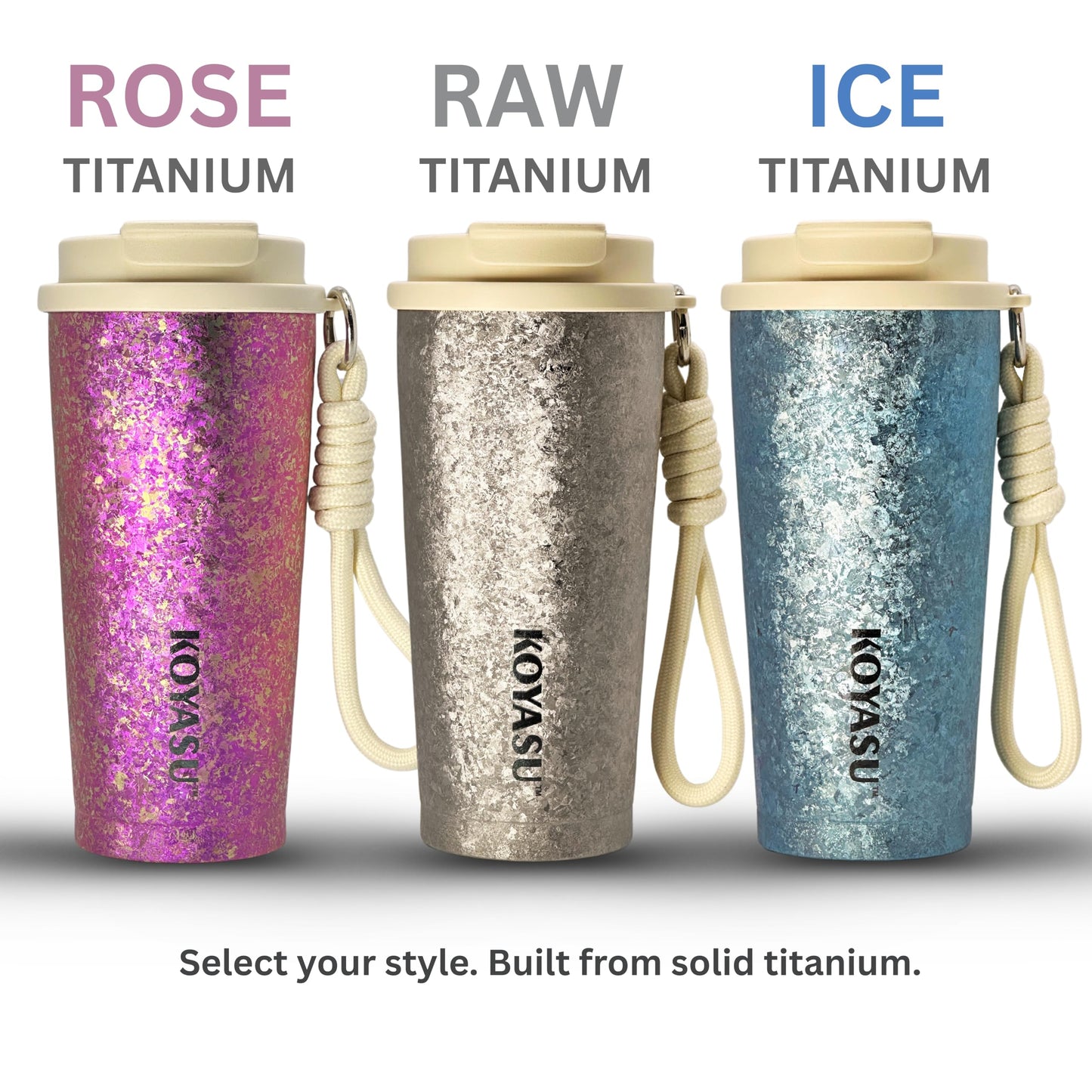 KOYASU 16oz Whole-Body Titanium Travel Mug – Vacuum Insulated, Lightweight, Leak-Proof, BPA-Free – Coffee Cup for Office, Commute, Home Desk, School or Work – Durable, Healthy, Everyday Use