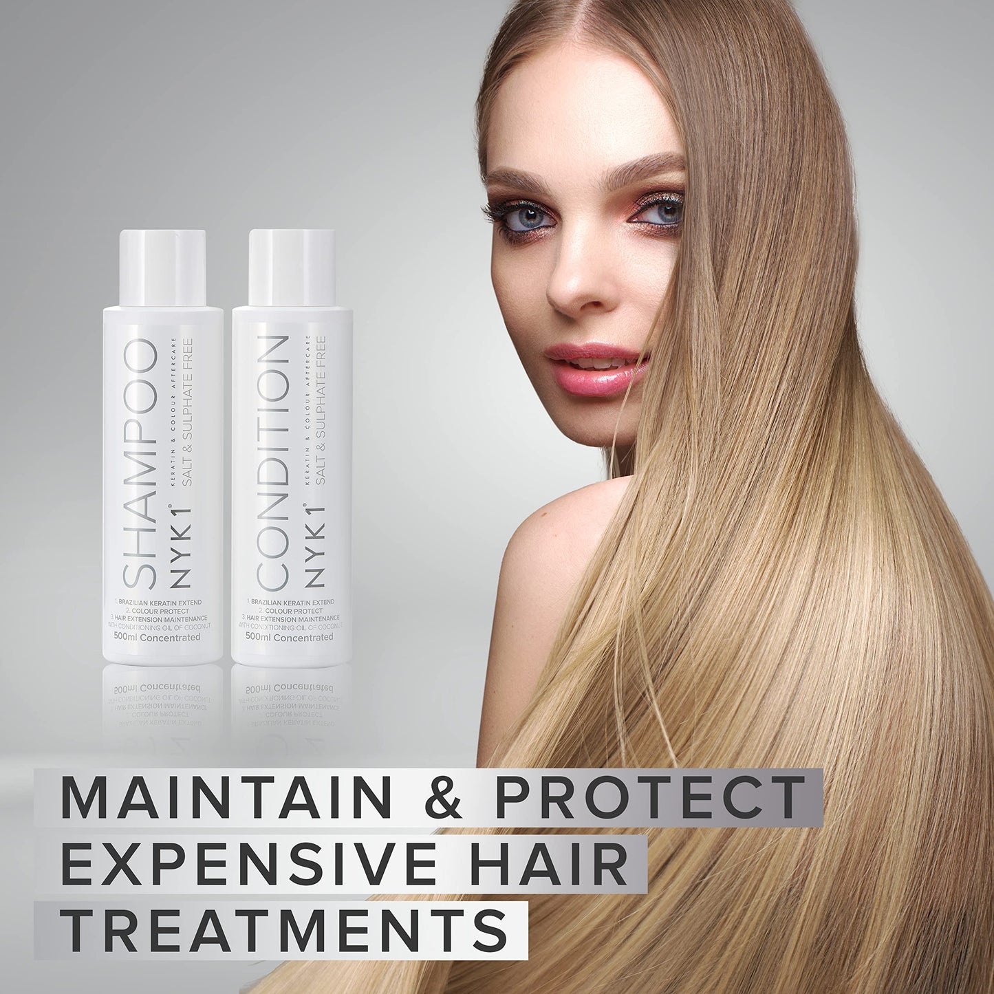SALT NYK1 Sulfate-Free Shampoo and Conditioner Set for Color-Treated Hair, Extensions and Keratin Treatments (2 x 16.9 Fl Oz)