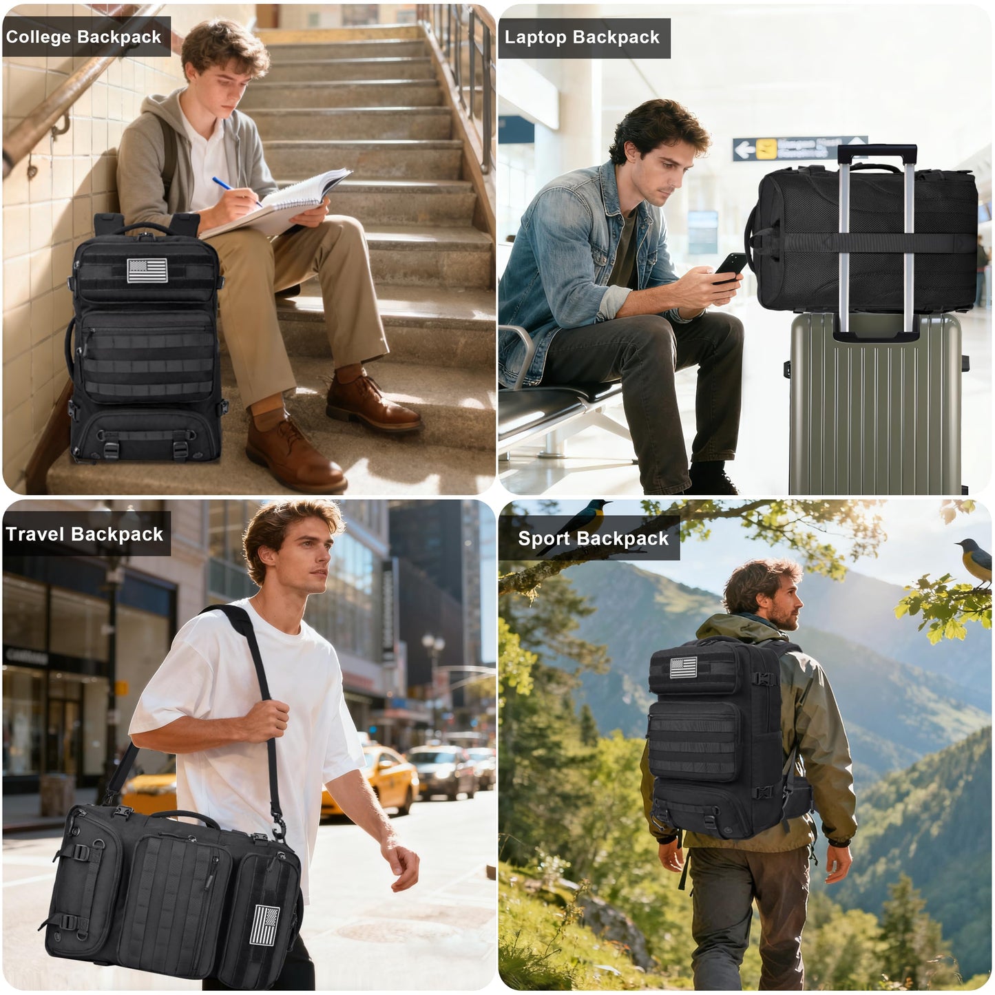 DEYACE 40L Travel Backpack Mens TSA Approved Carry-on Durable Large Weekender Backpack Fits 17.3 Inch Laptop YKK-Zipper AER Travel Pack with USB Charging Port Shoes Compartment