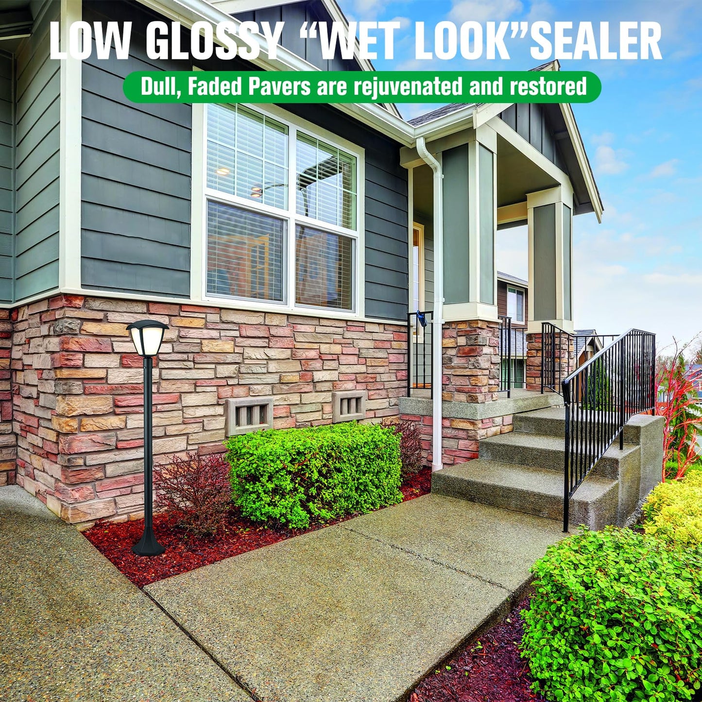 Premium Stone Sealer, 1 Gallon – Max Gloss Wet Look for Pavers, Driveways & Patios – Waterproof & UV Resistant, Long-Lasting Protection with Enhanced Color for Natural Stone Surfaces