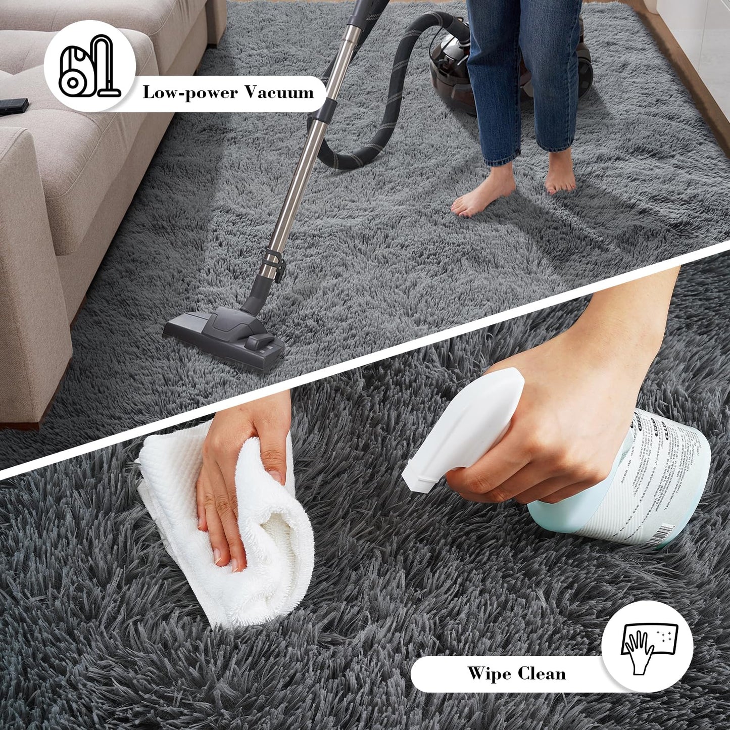 yongyangjuxin Fluffy Rug Shag Area Rug, Grey 8x10 Area Rugs for Living Room, Large Shag Area Rugs for Bedroom Kids Room Home Decor, Upgrade Anti-Skid Rectangular Fuzzy Rugs