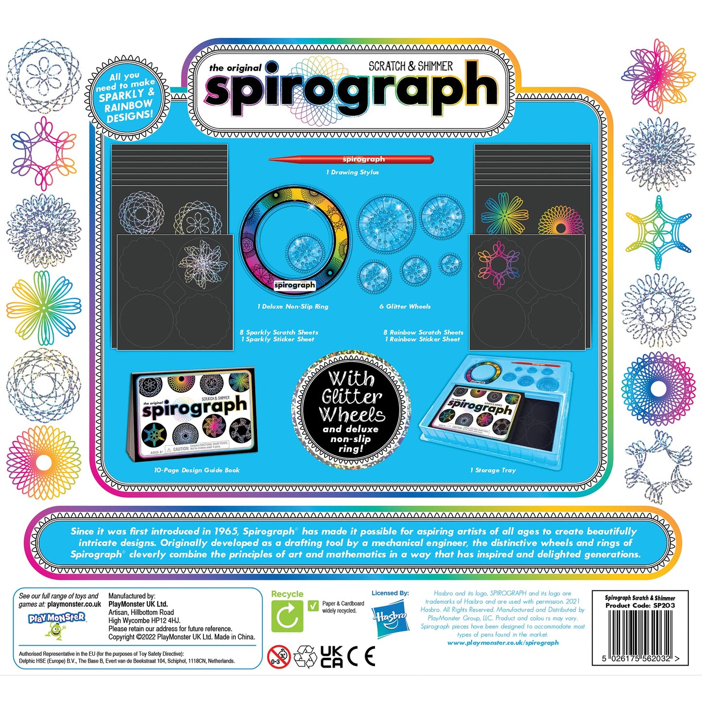 Spirograph Scratch & Shimmer | Create Amazing Multicoloured & Sparkly Designs | Includes Scratch Sheets, Sticker Sheets & Glitter Precision Wheels | Creative Arts & Crafts Activity | for Ages 8+