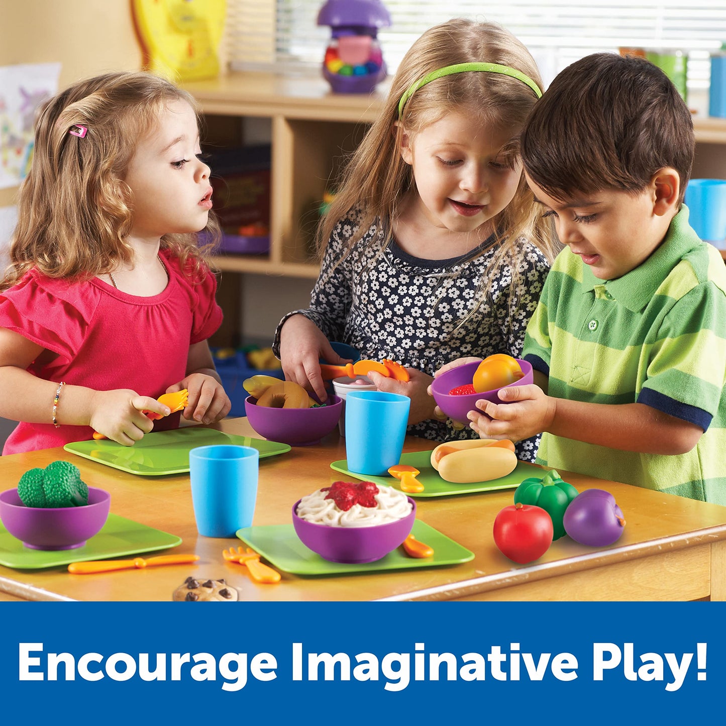 Learning Resources New Sprouts Classroom Play Food Set - Play Food for Toddlers, Toddler Learning Toys , Ages 18 Months +, 100 Pieces,