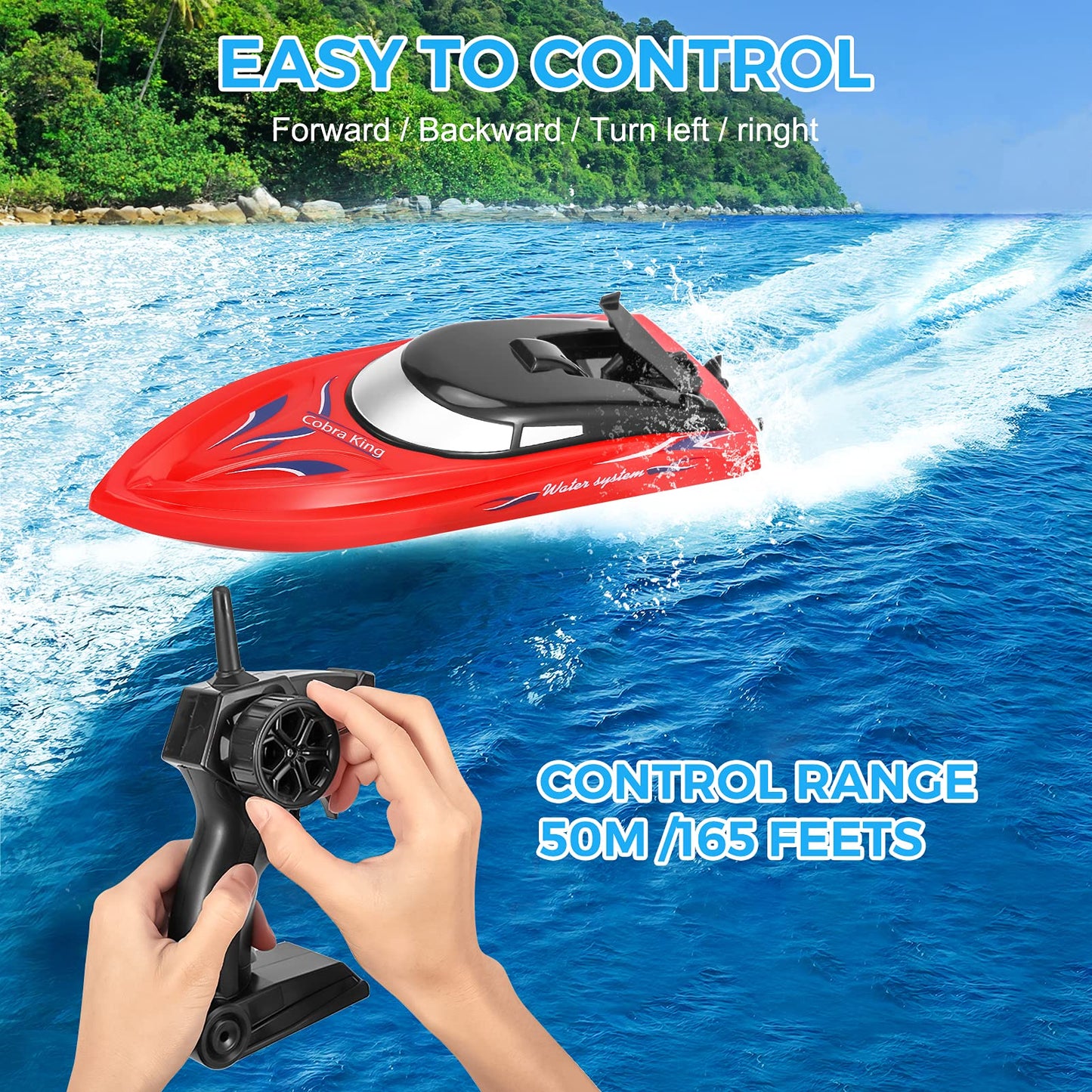 3PACK Remote Control Rc Boat for Kids, 2.4Ghz Control, Whole Body Waterproof, 6 Rechargeable Batteries Summer Water Toys for Pools Lakes River & Bathtub.