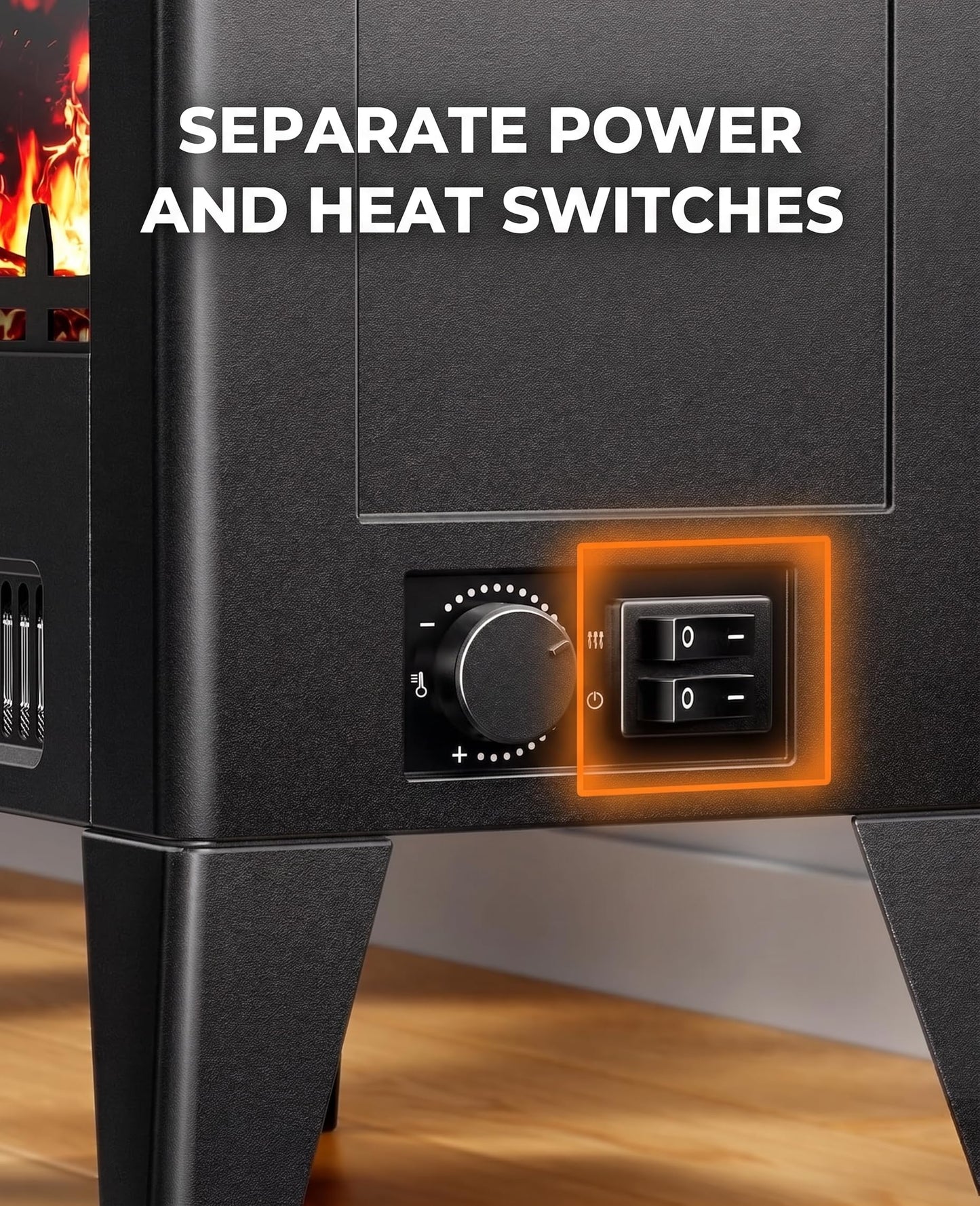 Silonn Electric Fireplace Heater, Quick Heating Portable Low Noise Fireplace with Temp Control, CSA Certified,18” Electric Fire Place with Overheat Protection Function for Living Room, Bedroom, Black