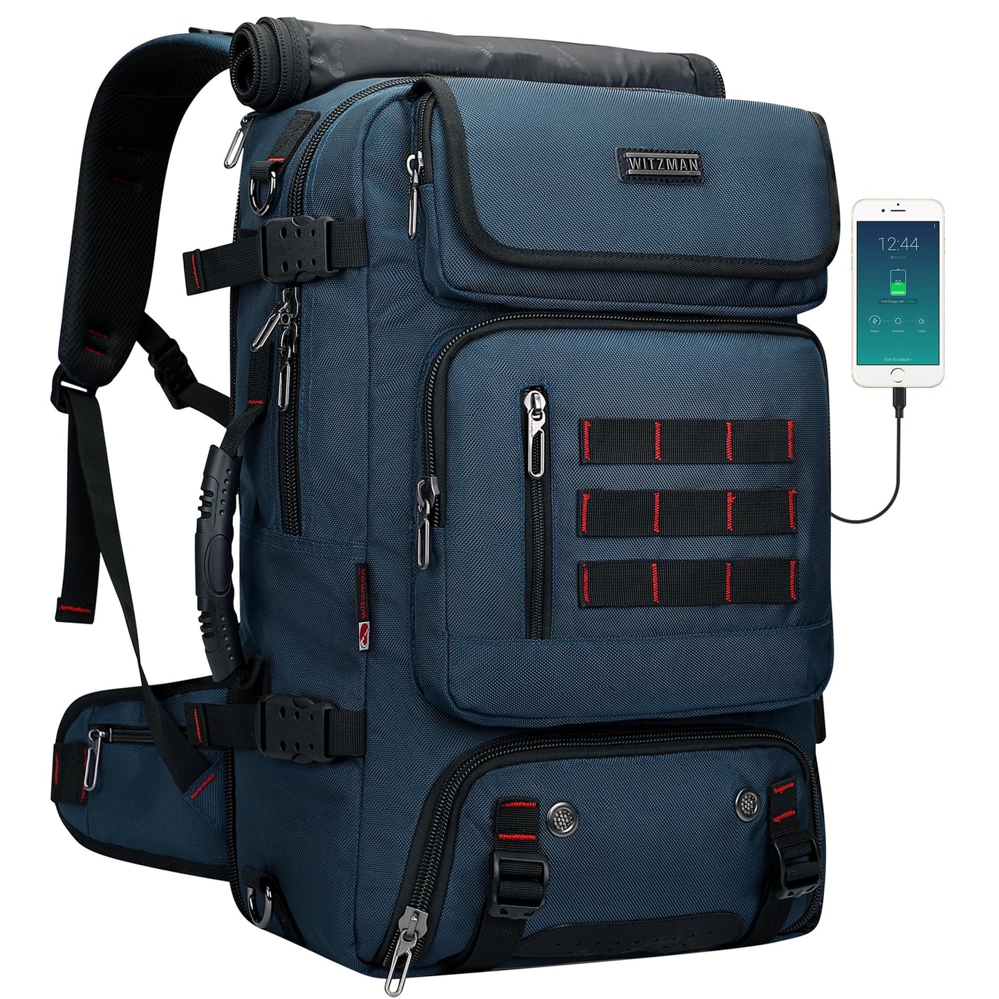 WITZMAN Carry on Travel Backpack for Men Women Airline Approved Convertible Nylon Duffle Backpack Luggage Bag (B682 Blue)