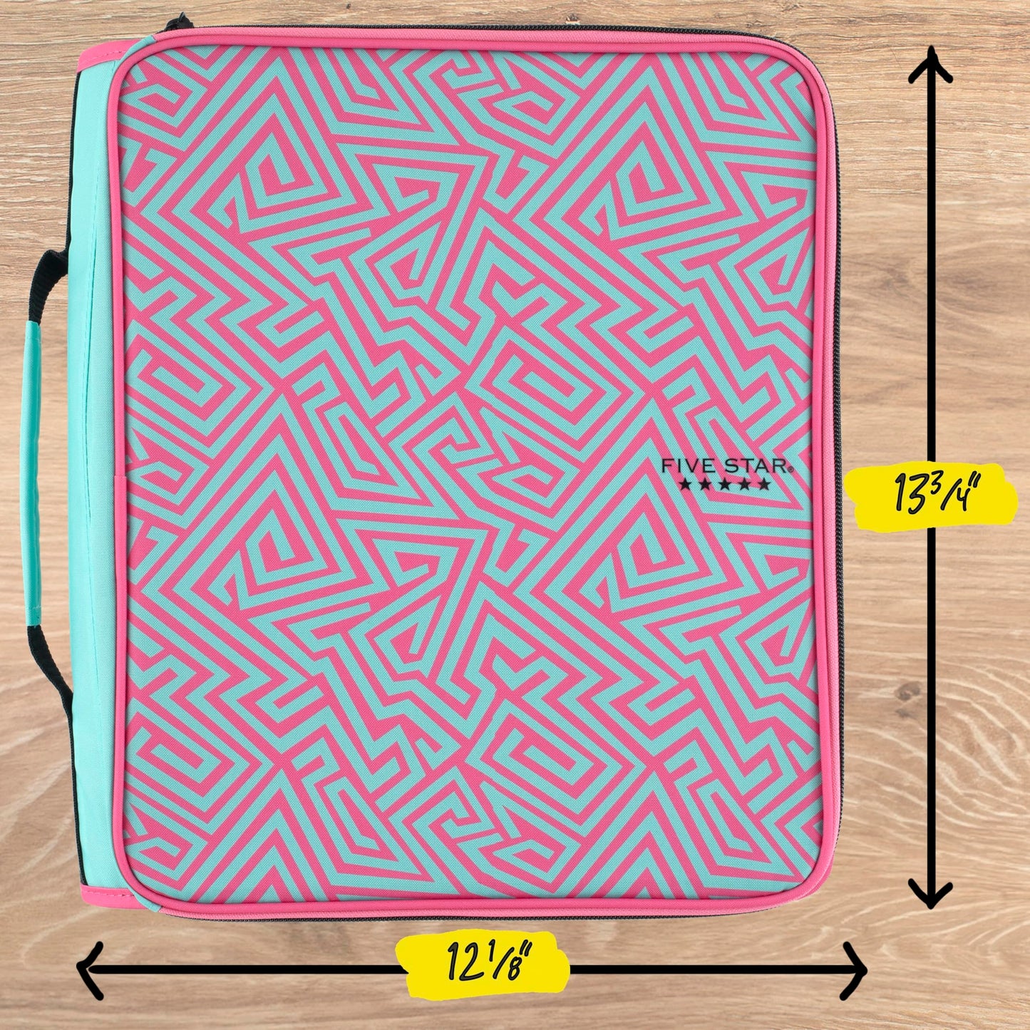 Five Star Zipper Binder 2 Inch O-Rings Case Organiser with Multi-Access and 5-Tab Expanding File Folder, 850 Sheet Capacity, Taffy Twist (290010J)