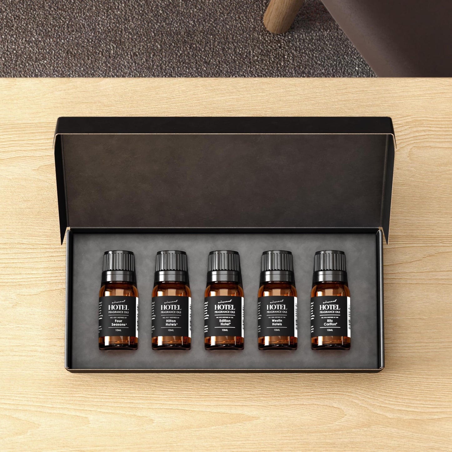 AirScent Hotel Diffuser Oil Gift Set - Pure Luxury 5 Star Hotel Scents - 10 mL, 0.34 fl oz Fragrance Oil Set - Four Seasons, Hilton Signature and Other Luxury Hotel Scents