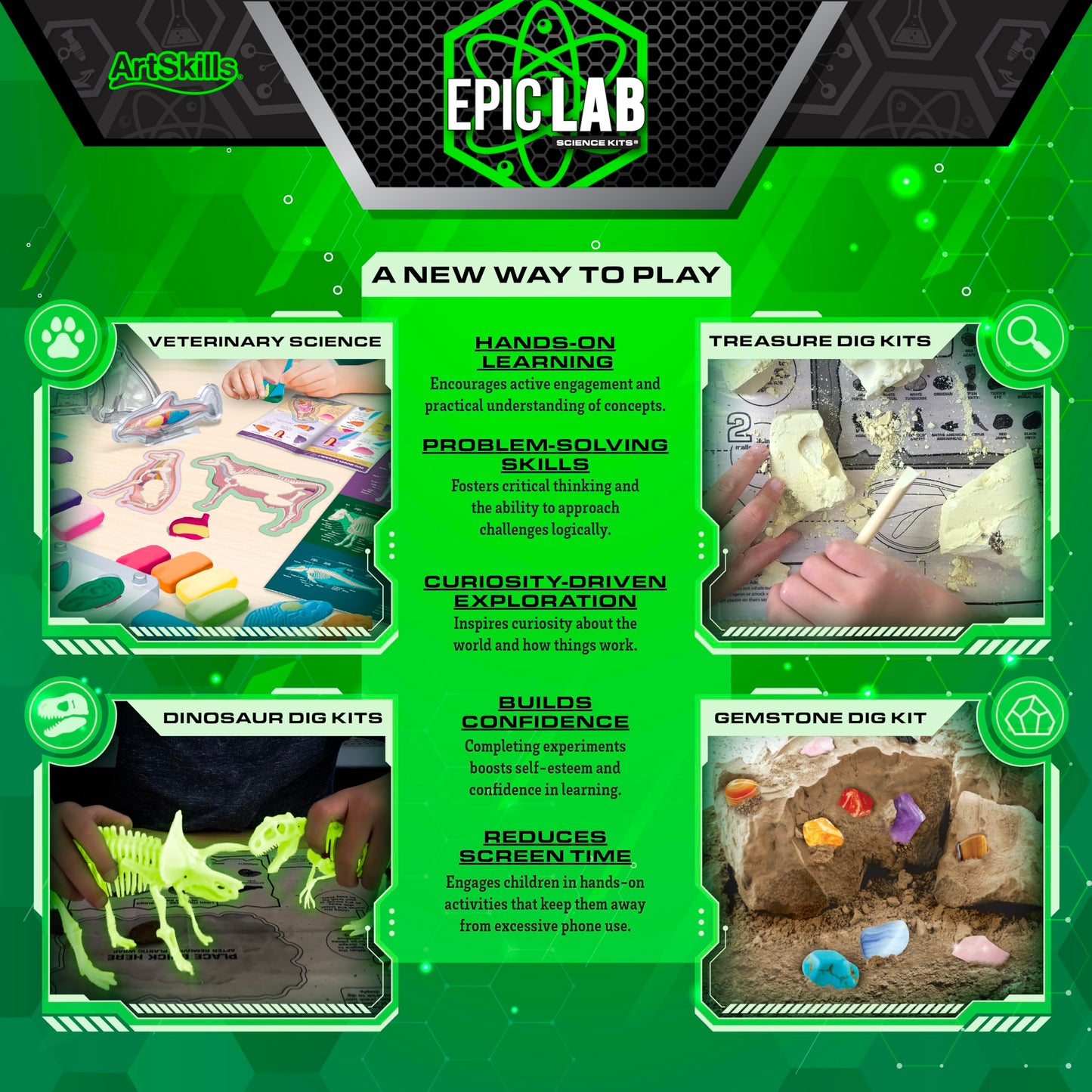ArtSkills Epic Lab You Can Dig Ocean Discovery Kit, 30 Assorted Treasures, Tools Included
