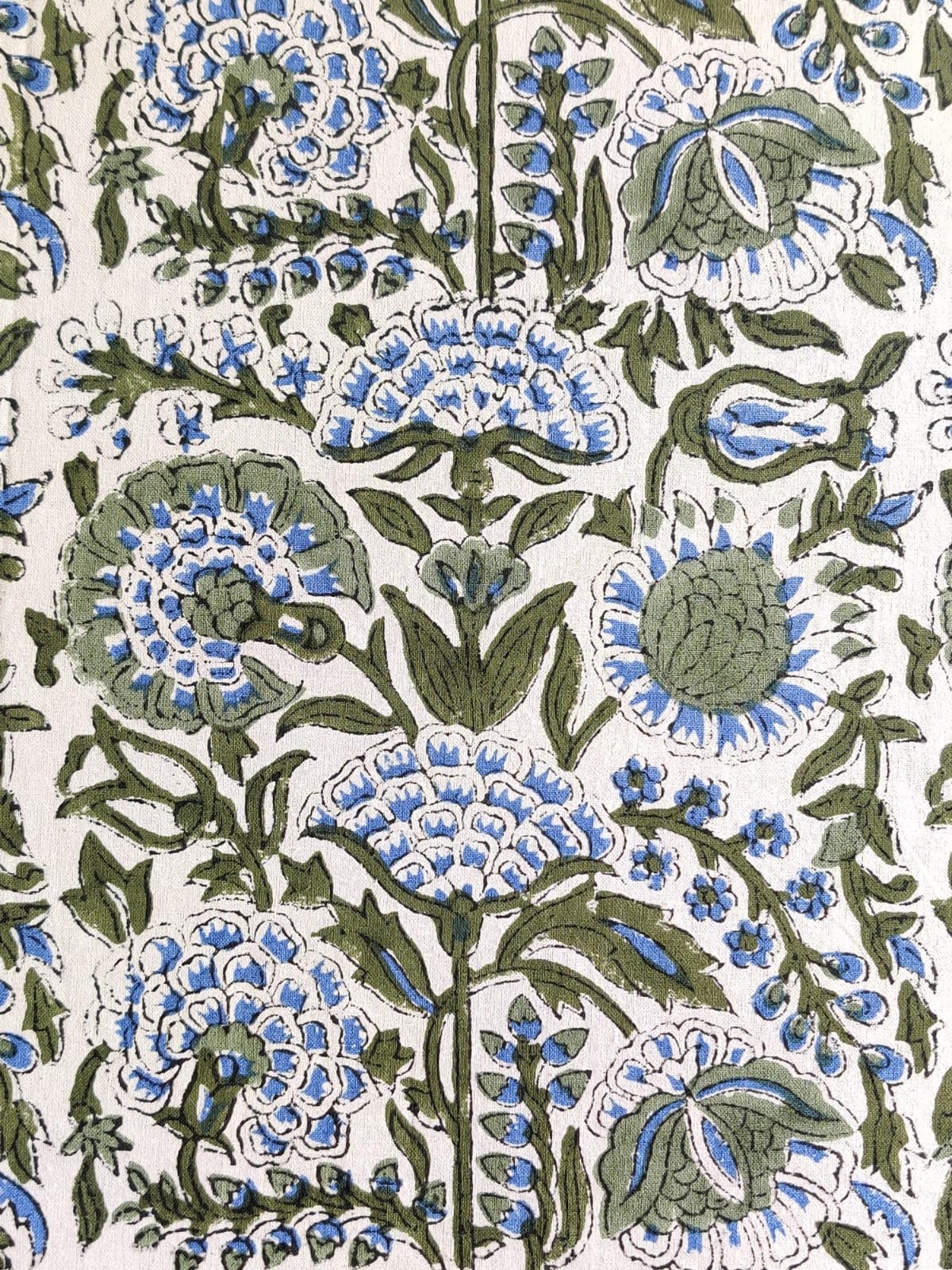 ATOSII Clover Blue 100% Cotton Round Boho Fall Tablecloth, Handblock Floral Table Cloth Linen for Kitchen Dining I Parties Wedding Outdoors Christmas Thanksgiving I Fall Home Decor 72" Inches Round