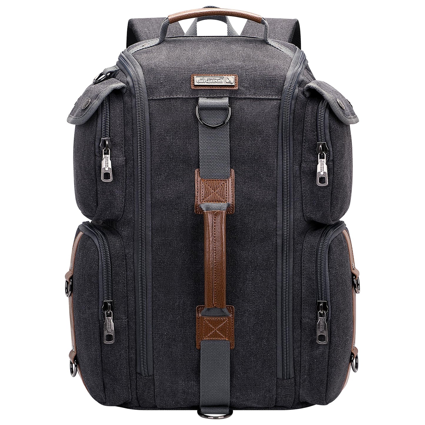 WITZMAN Travel Backpack for Men and Women Carry On Canvas Backpack Duffel Bag for Airplanes Fit 17 Inch Laptop (6661 canvas black)