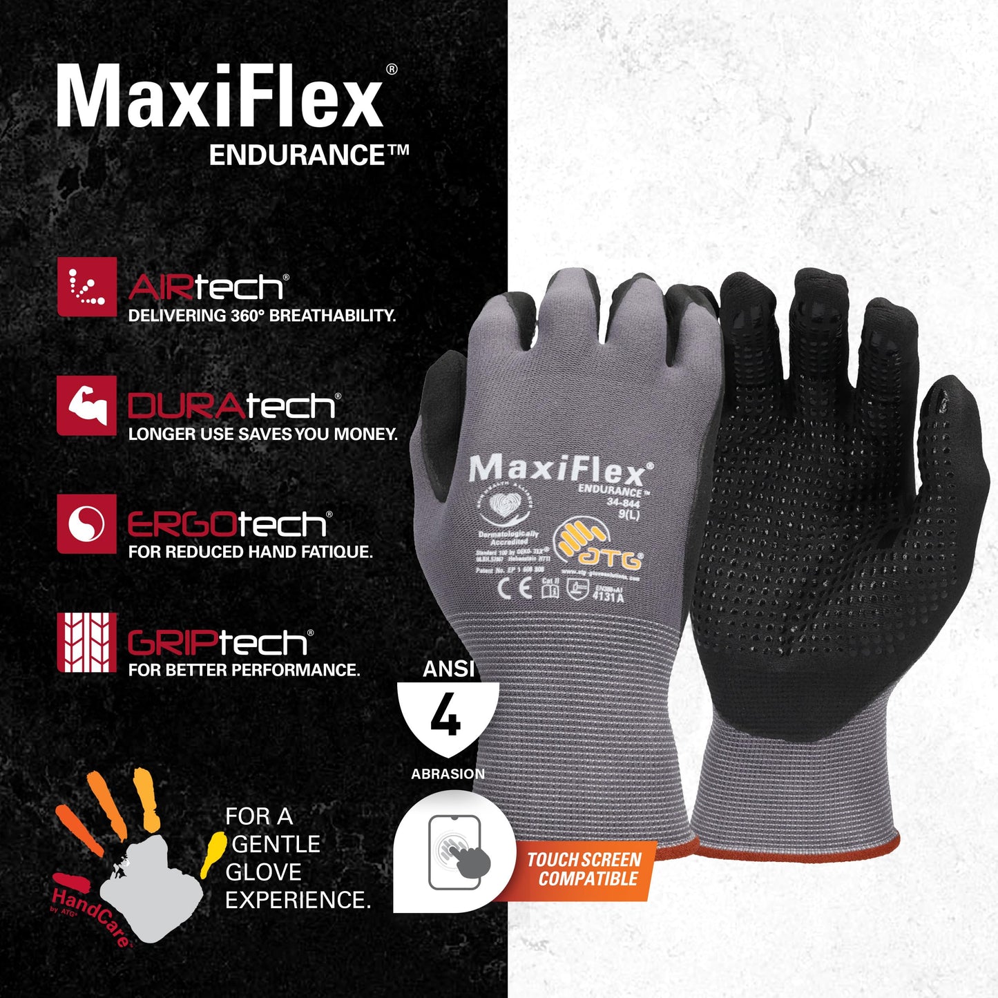 PIP 34-844/S MaxiFlex Endurance Knit Glove, Small, Gray (Pack of 12)