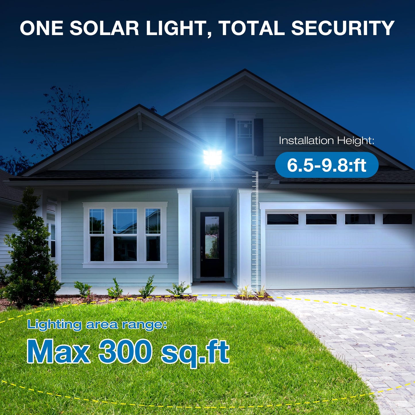 Solar Lights Outdoor,IP66 Waterproof Solar Street Lights Outdoor,6500K LED Dusk to Dawn Security Flood light with Motion Sensor and Remote Control for Yard,Parking Lot, Courtyards,Garages 4-Pack