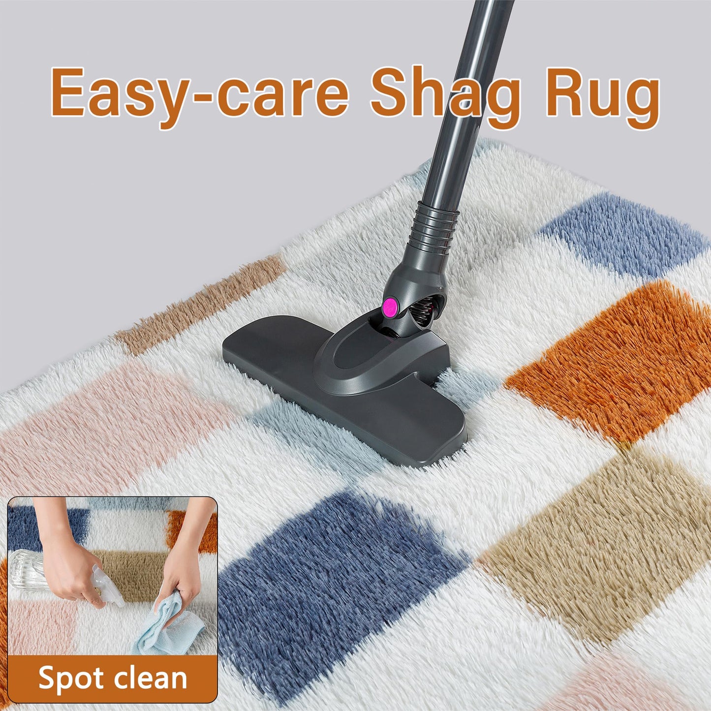 PureCozy Checkered Rug 5x8 for Living Room, Modern Rainbow Shag Rug Super Soft Washable Indoor Fuzzy Carpet Non-Slip Fluffy Rugs for Bedroom Home Aesthetic Decor
