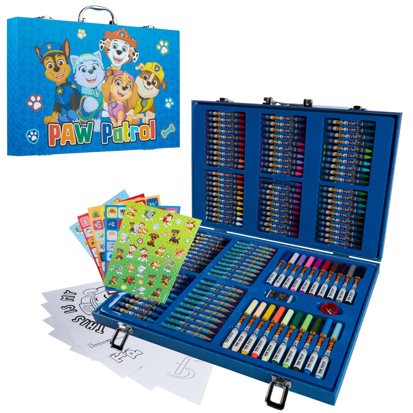 Paw Patrol Art Set - 130 Piece Kids Colouring Set With Pencils, Crayons & Travel Art Supplies