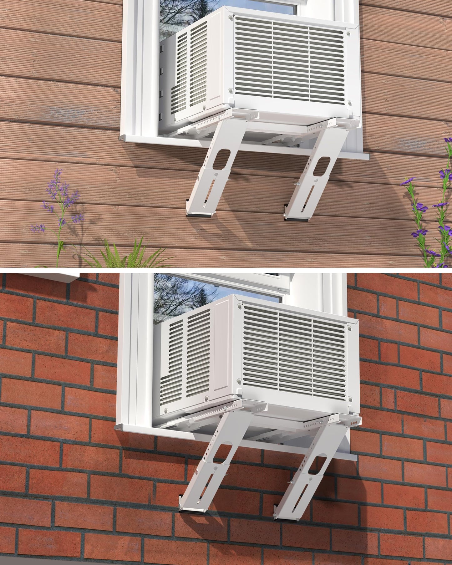 Toutgood Window AC Bracket No Drilling, Heavy Duty Drilless Window Air Conditioner Support Brackets with 2 Arms, A/C Holder for 5000 Btu to 24000 Btu Outdoor AC Window Units, Max 350 Lb Capacity