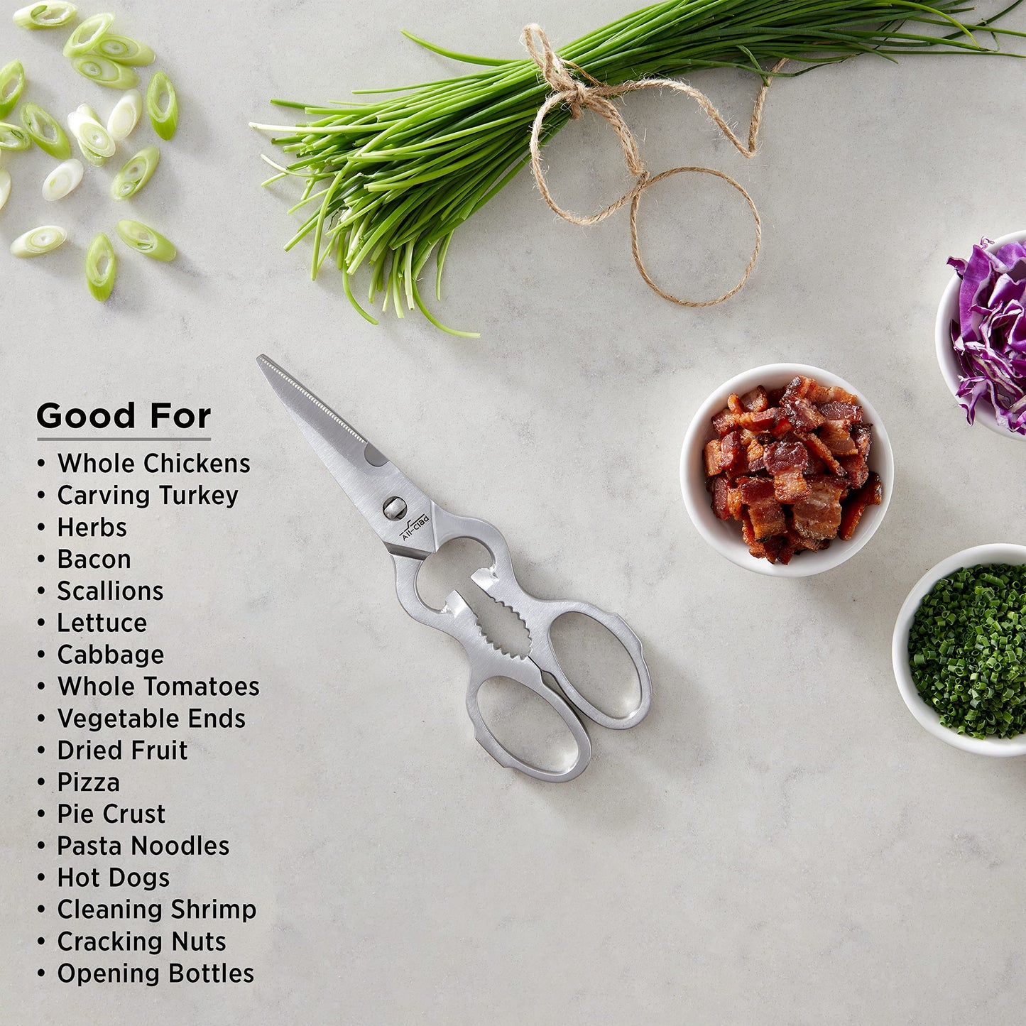 All-Clad Tools and Accessories Stainless Steel Kitchen Scissors 7.5 Inch Kitchen Tools, Kitchen Hacks Silver