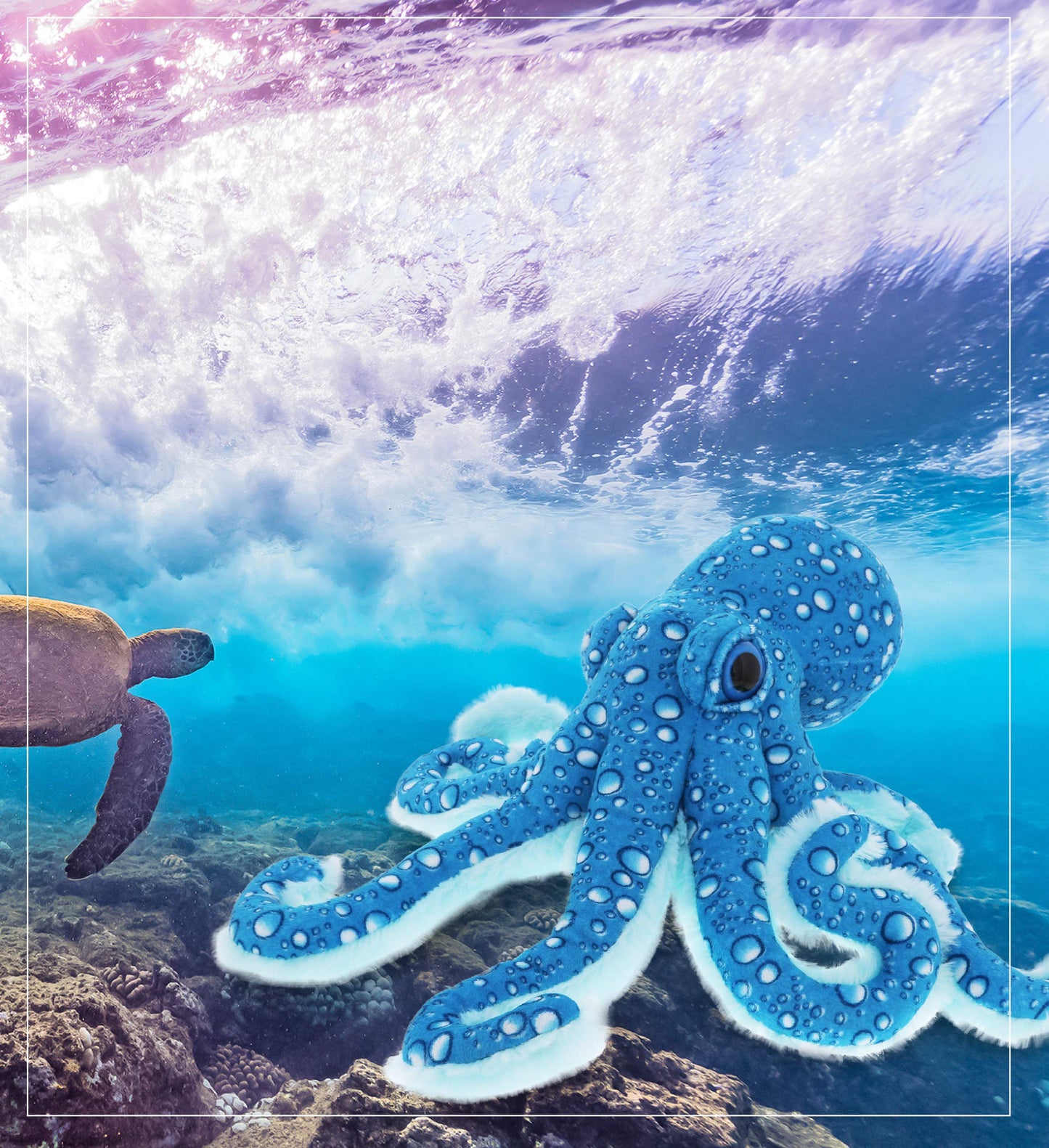 Dollibu Wild Stuffed Animal Soft Plush Collection, Best Storytime Buddy Animal Gift for Children, Adorable Nursery Zoo Sea Creature Peekaboo Critters Baby Toys for Girls & Boys - Blue Octopus 16 in.