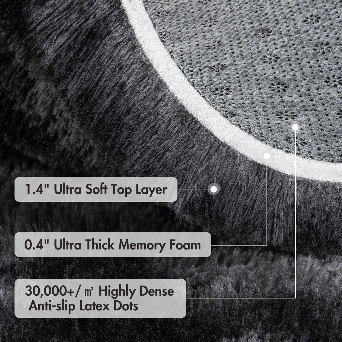 9x12 Ft Extra Large Shag Rugs for Living Room, Tie Dyed Ultra Soft Fluffy Furry Area Rugs for Bedroom Indoor Floor, Aesthetic Carpet for Kids Home Decor (Dark Grey)