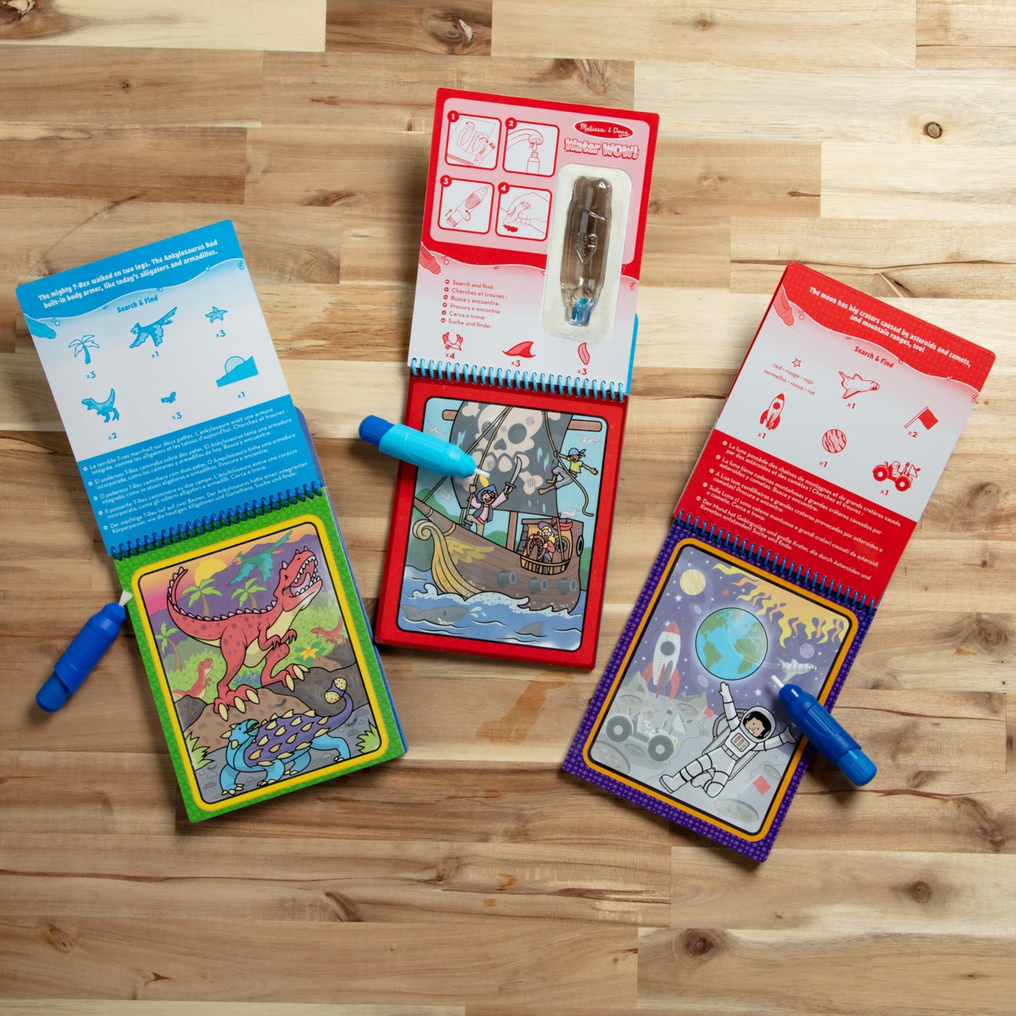 Melissa & Doug Water Wow! 3-Pack – Dinosaur, Adventure, Space Water-Reveal Travel Activity Pads